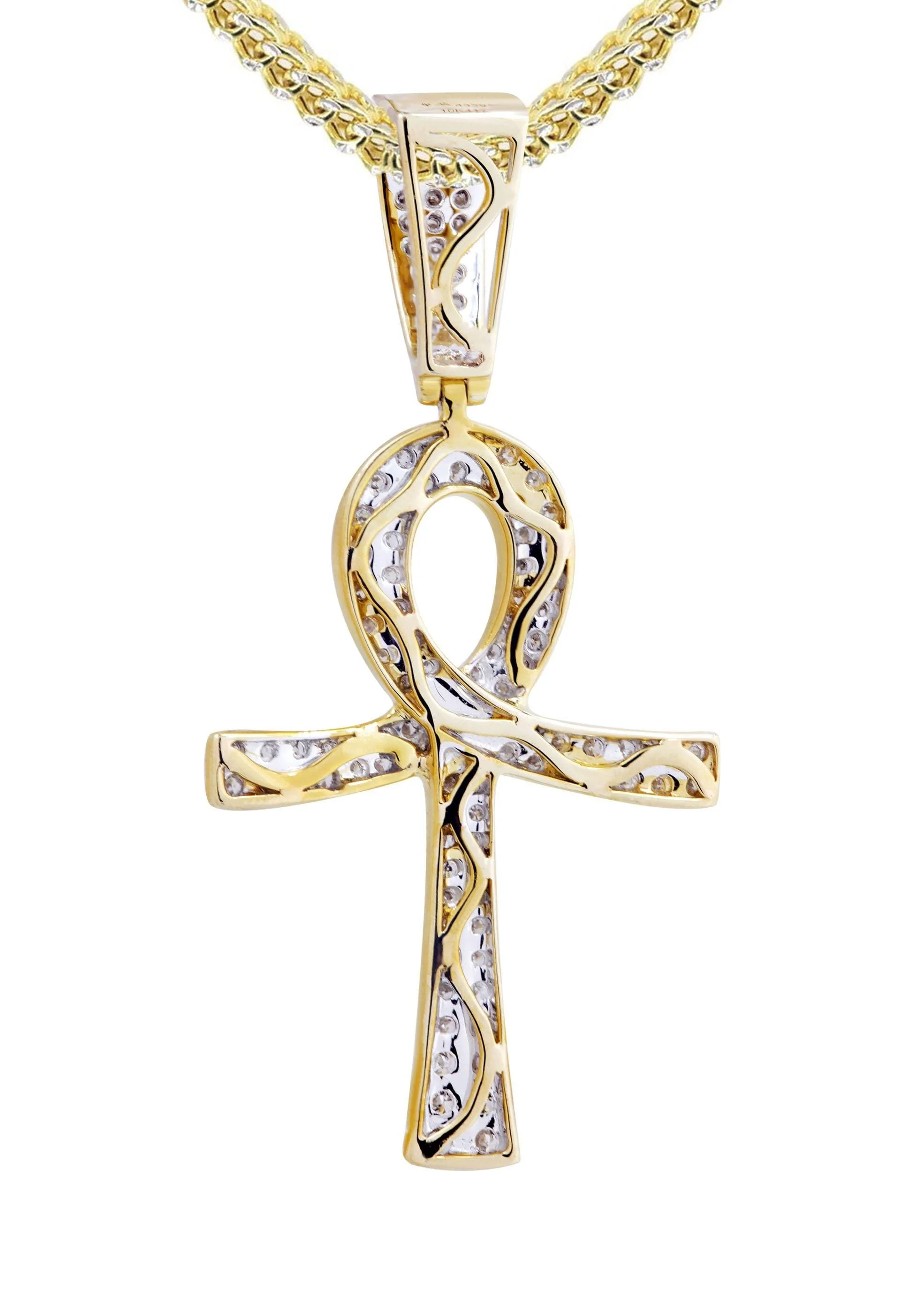 10K Yellow Gold Ankh Diamond Necklace | 0.93 Carats - Image 3
