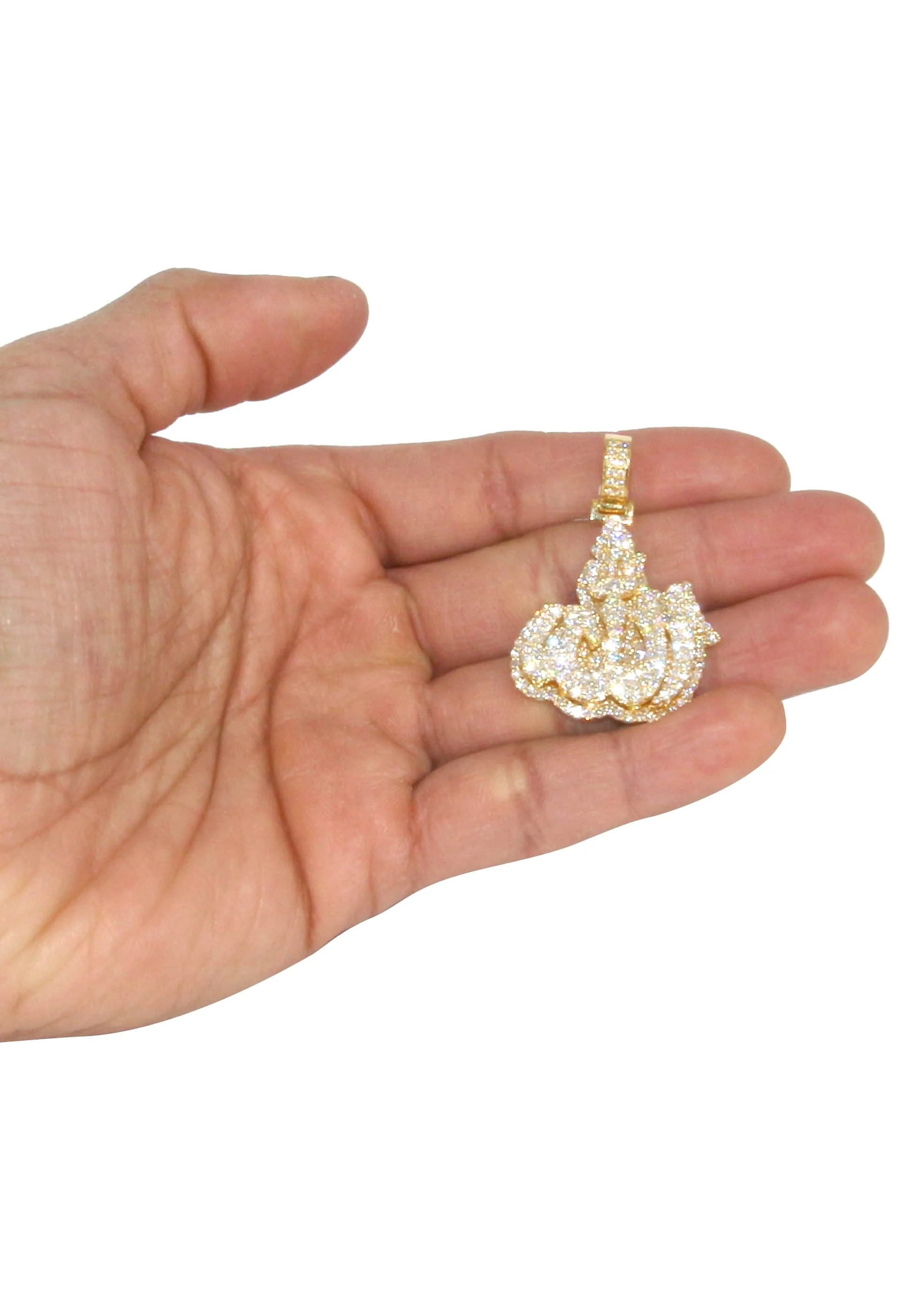 14K Yellow Gold Arabic Allah Diamond Necklace | 7 Carats - Image 5