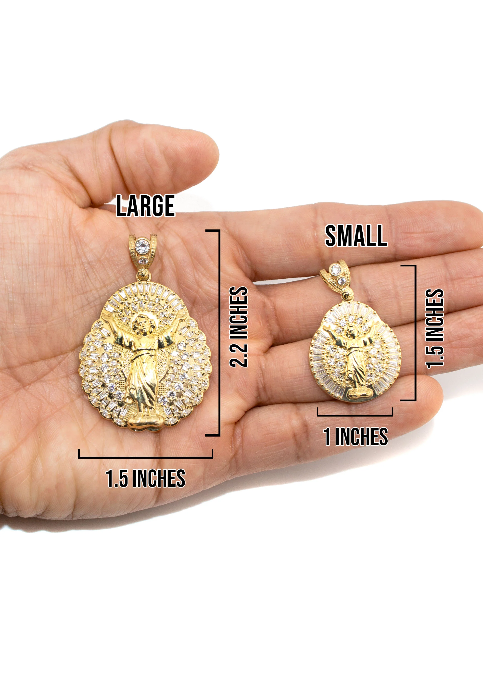 10K Yellow Gold Baby Jesus Necklace | Small 12 Grams - Large 25 Grams - Image 5