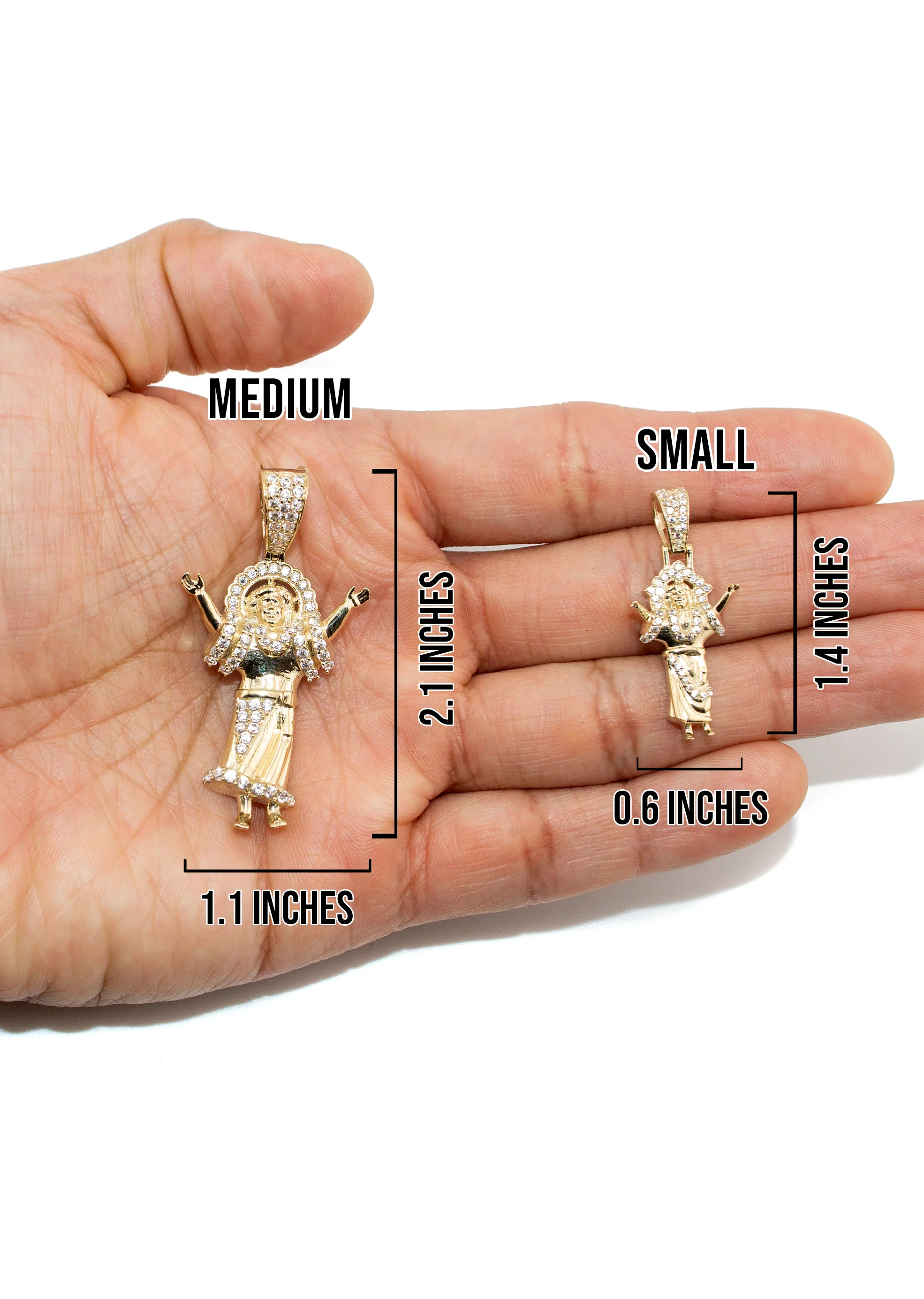 10K Yellow Gold Baby Jesus Necklace | Small 9 Grams - Large 22 Grams - Image 5