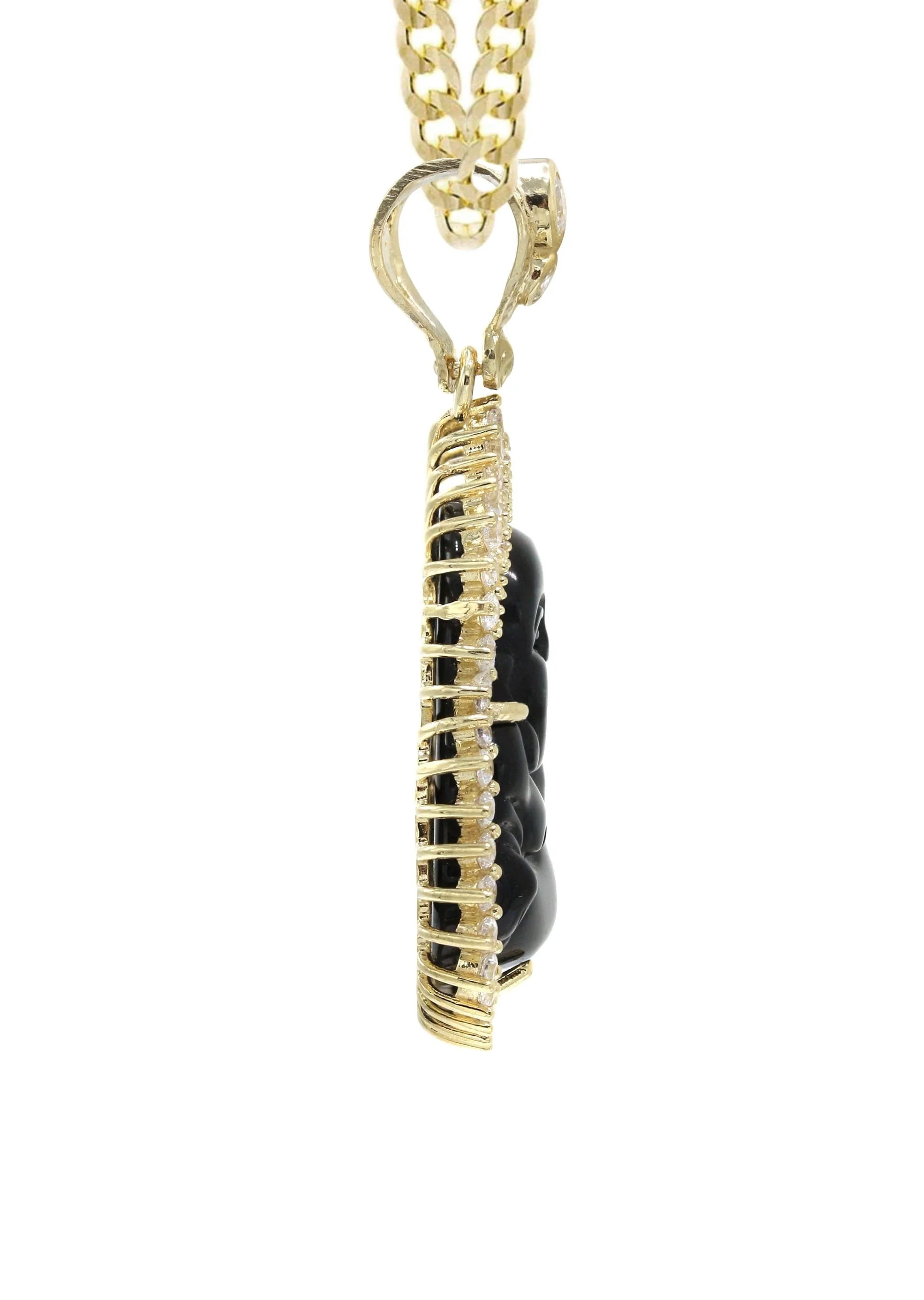10K Yellow Gold Black Buddha Necklace | Appx. 23.9 Grams - Image 4