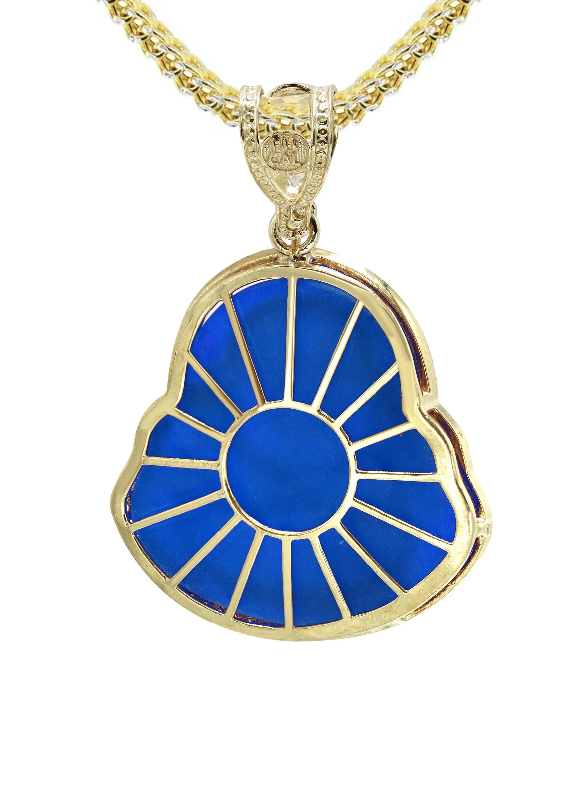 10K Yellow Gold Blue Buddha Necklace | Appx. 21.6 Grams - Image 3