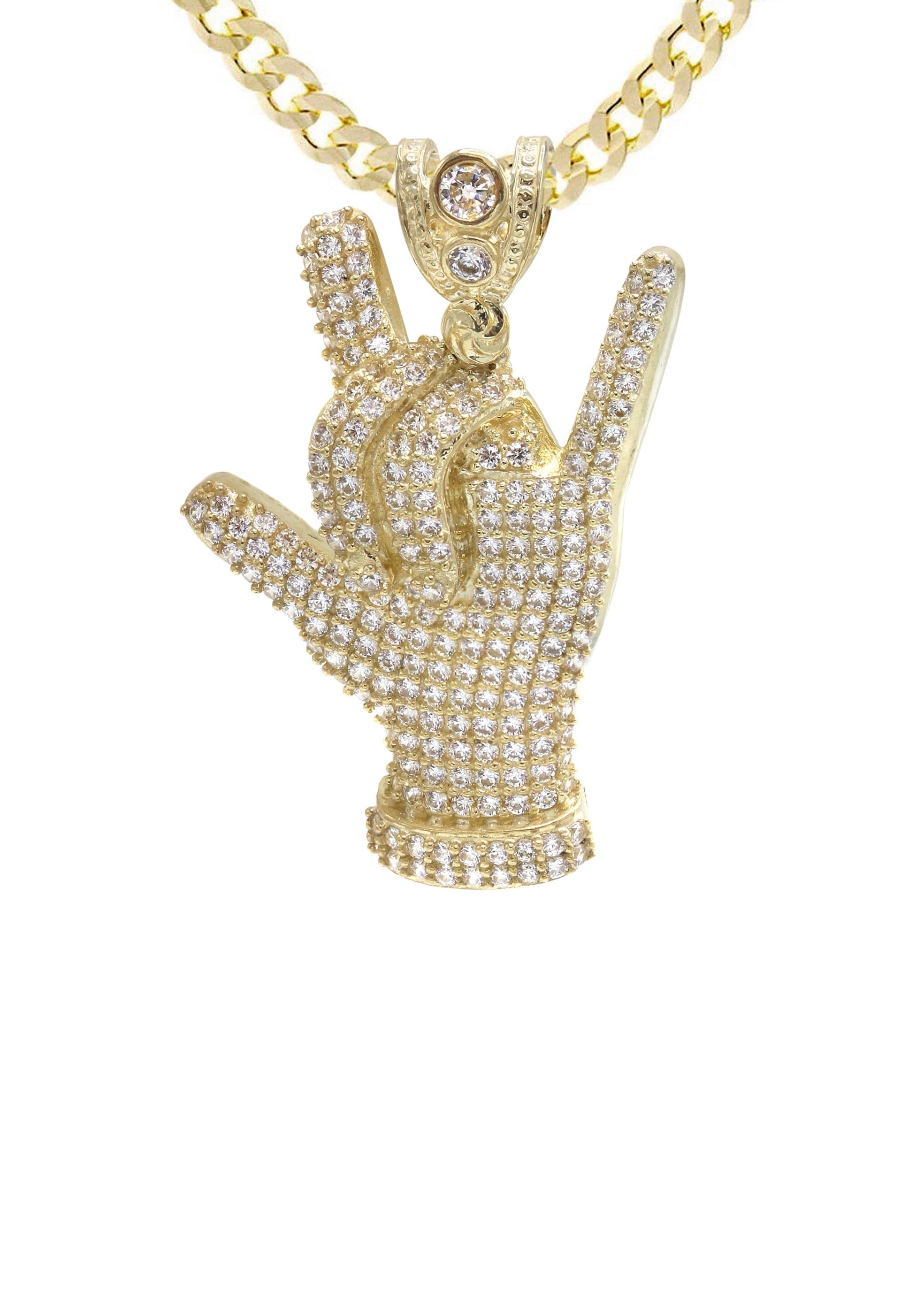 10K Yellow Gold Hand Horns Necklace | Appx. 16.4 Grams - Image 2