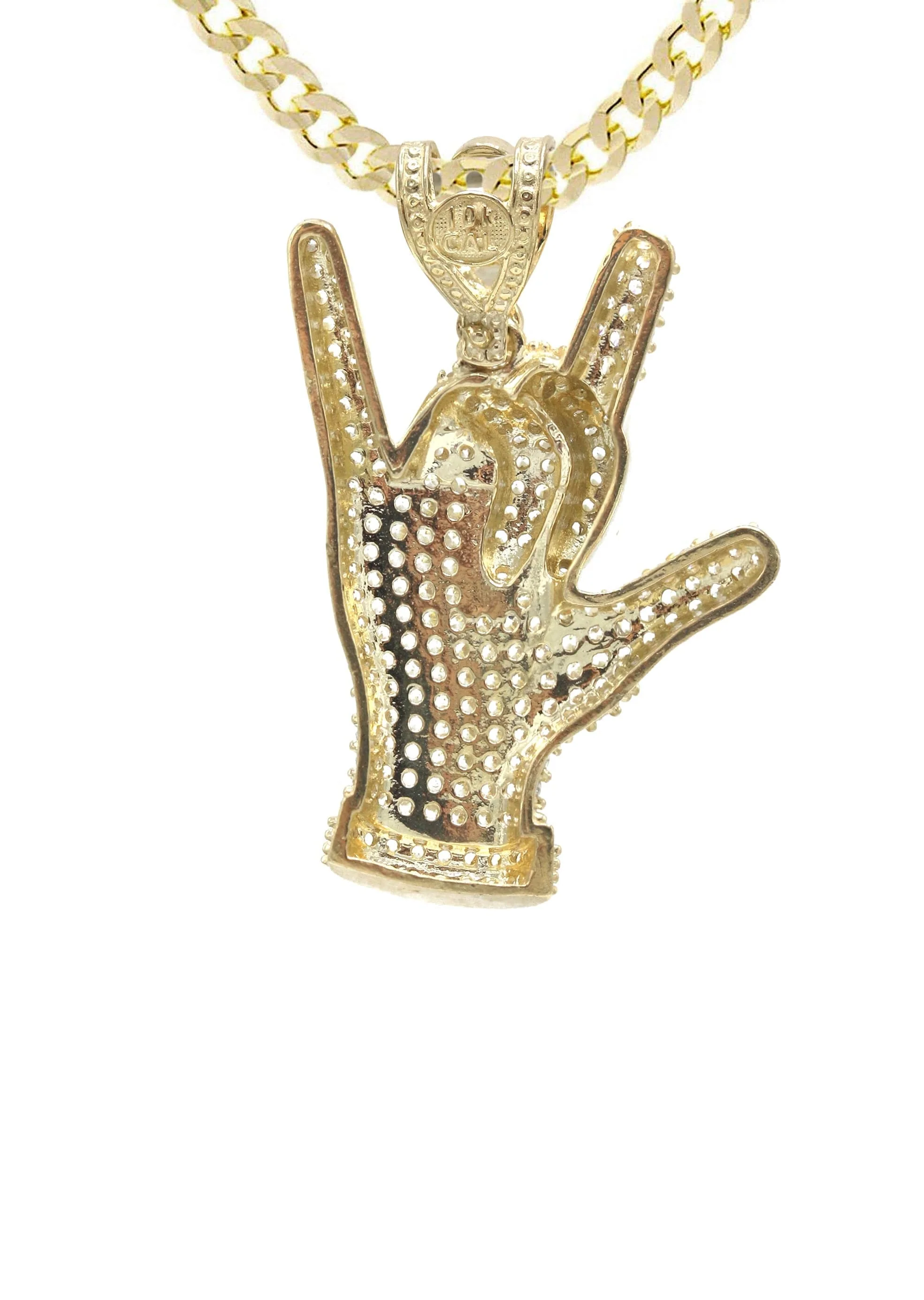 10K Yellow Gold Hand Horns Necklace | Appx. 16.4 Grams - Image 3