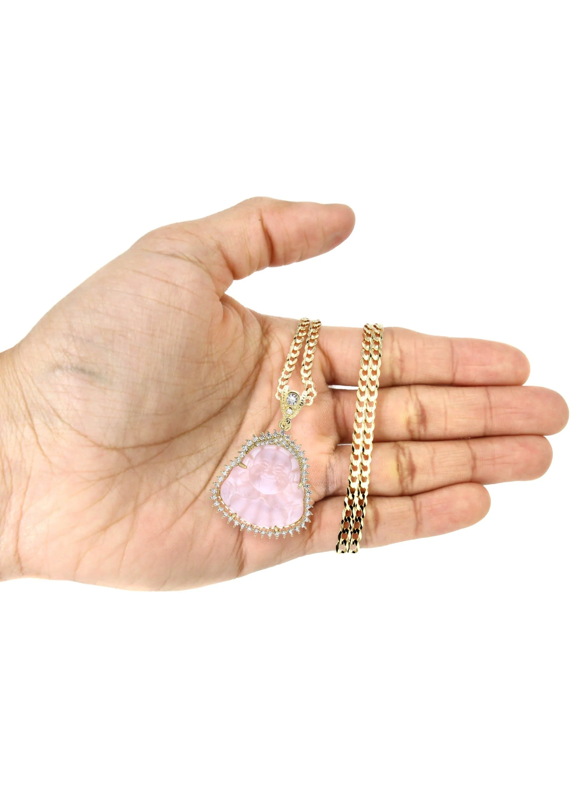 10K Yellow Gold Pink Buddha Necklace | Appx. 24.7 Grams - Image 5