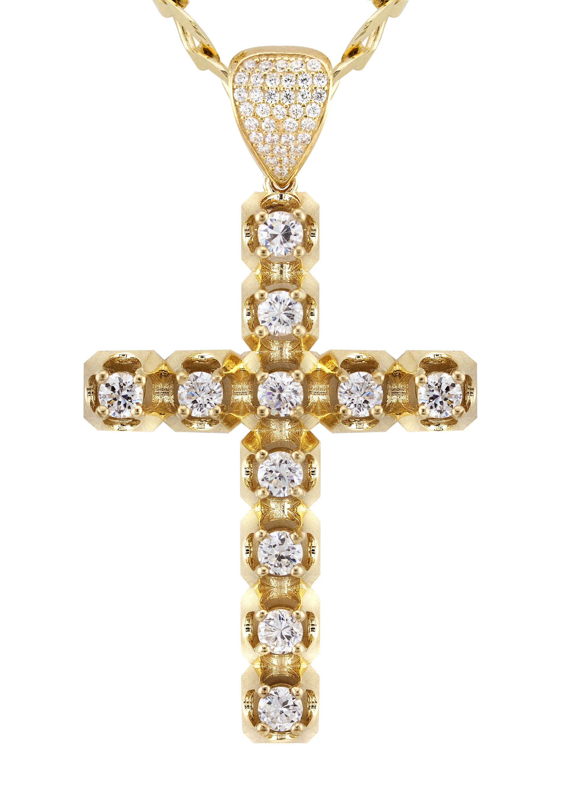 10K Yellow Gold Cross Necklace | Small 10 Grams - Large 26 Grams - Image 2