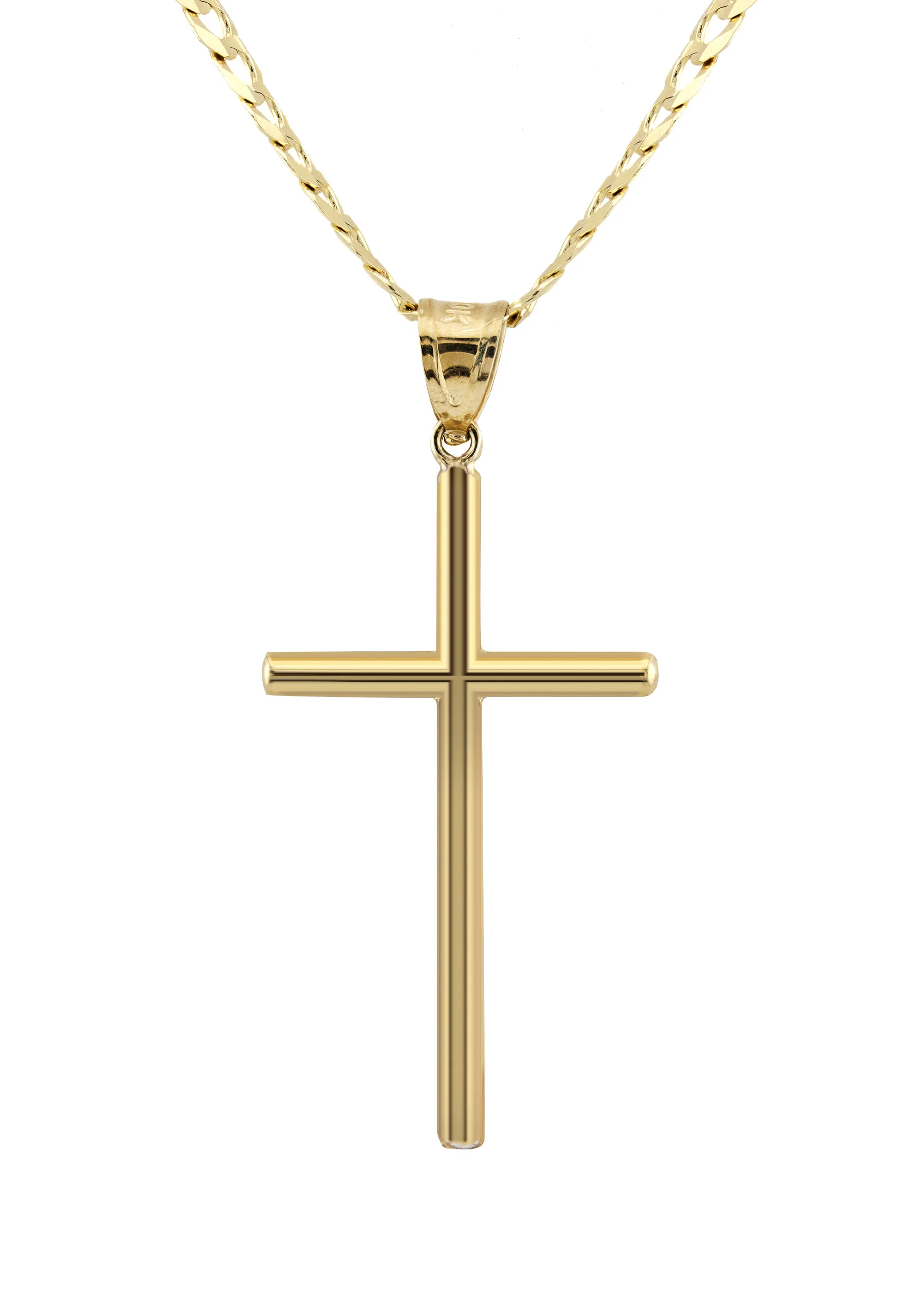 10K Yellow Gold Cross Necklace | Small 3 Grams - Large 7 Grams - Image 3