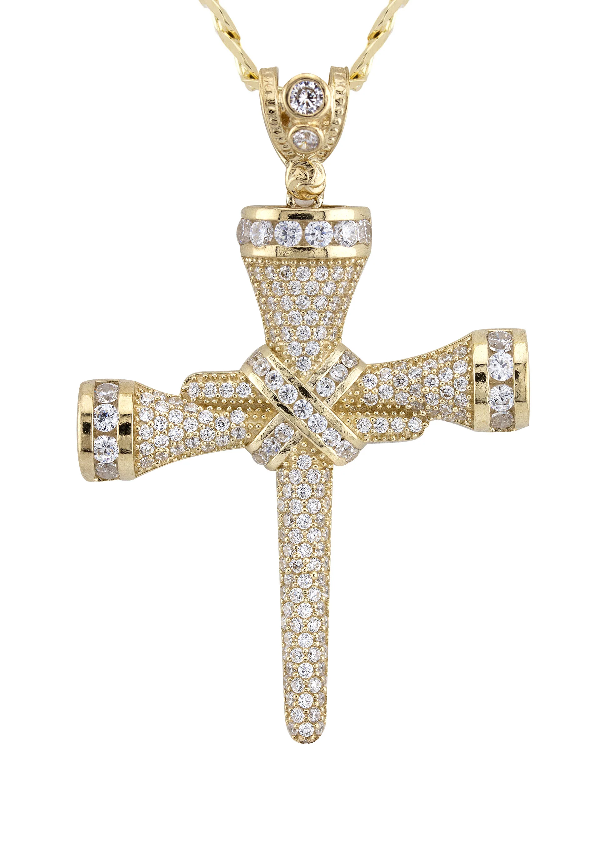 10K Yellow Gold Cross Necklace | Small 15 Grams - Large 21 Grams - Image 2
