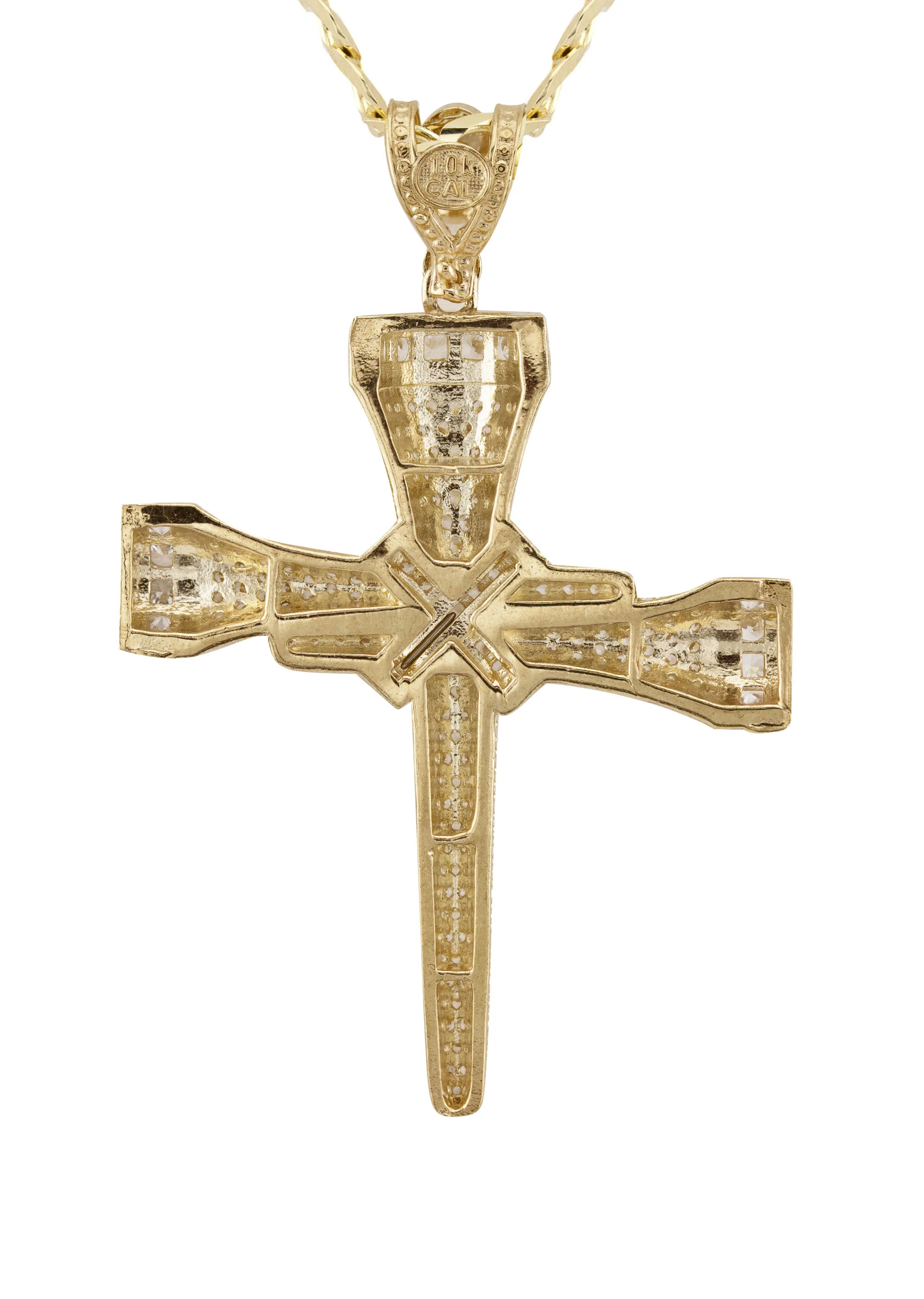 10K Yellow Gold Cross Necklace | Small 15 Grams - Large 21 Grams - Image 3