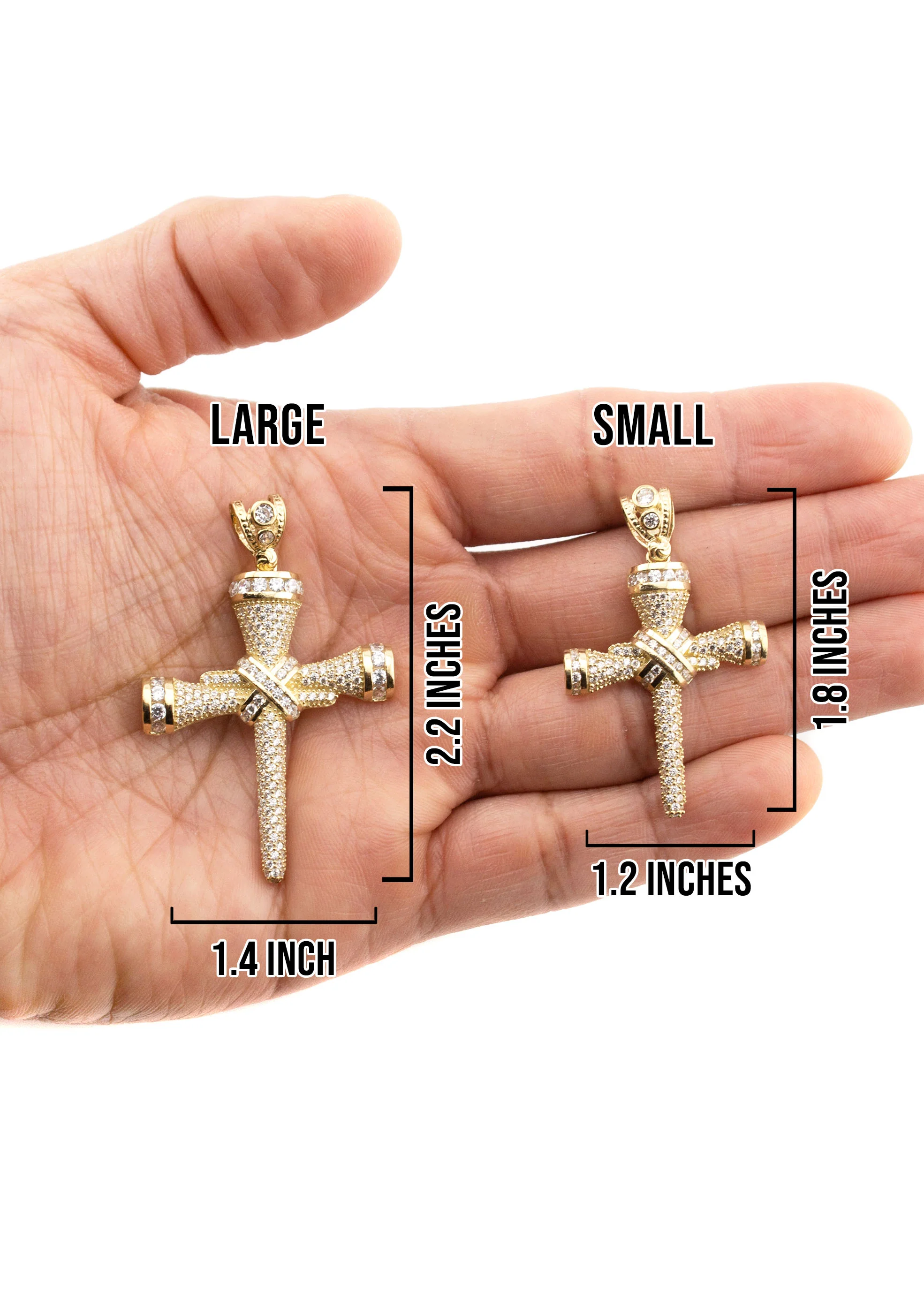 10K Yellow Gold Cross Necklace | Small 15 Grams - Large 21 Grams - Image 5