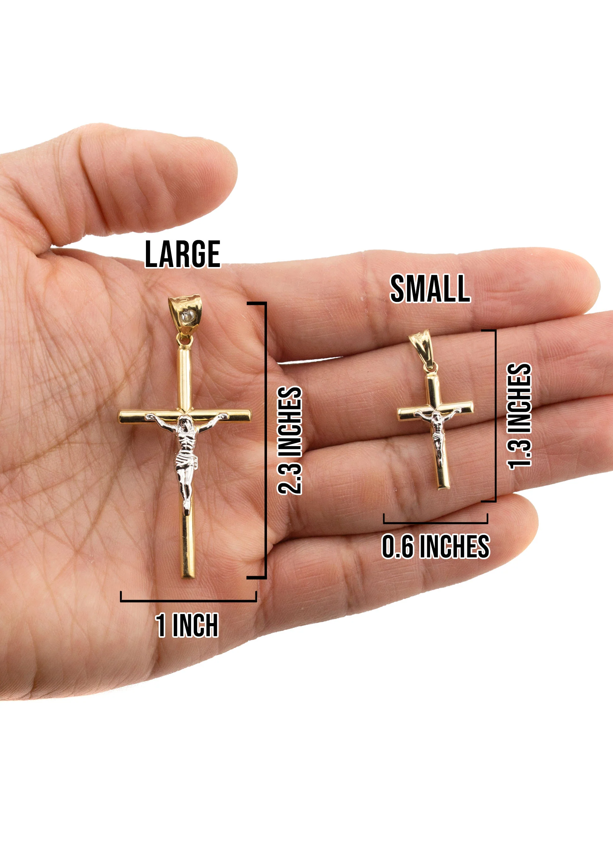 10K Yellow Gold Cross Necklace | Small 4 Grams - Large 8 Grams - Image 5