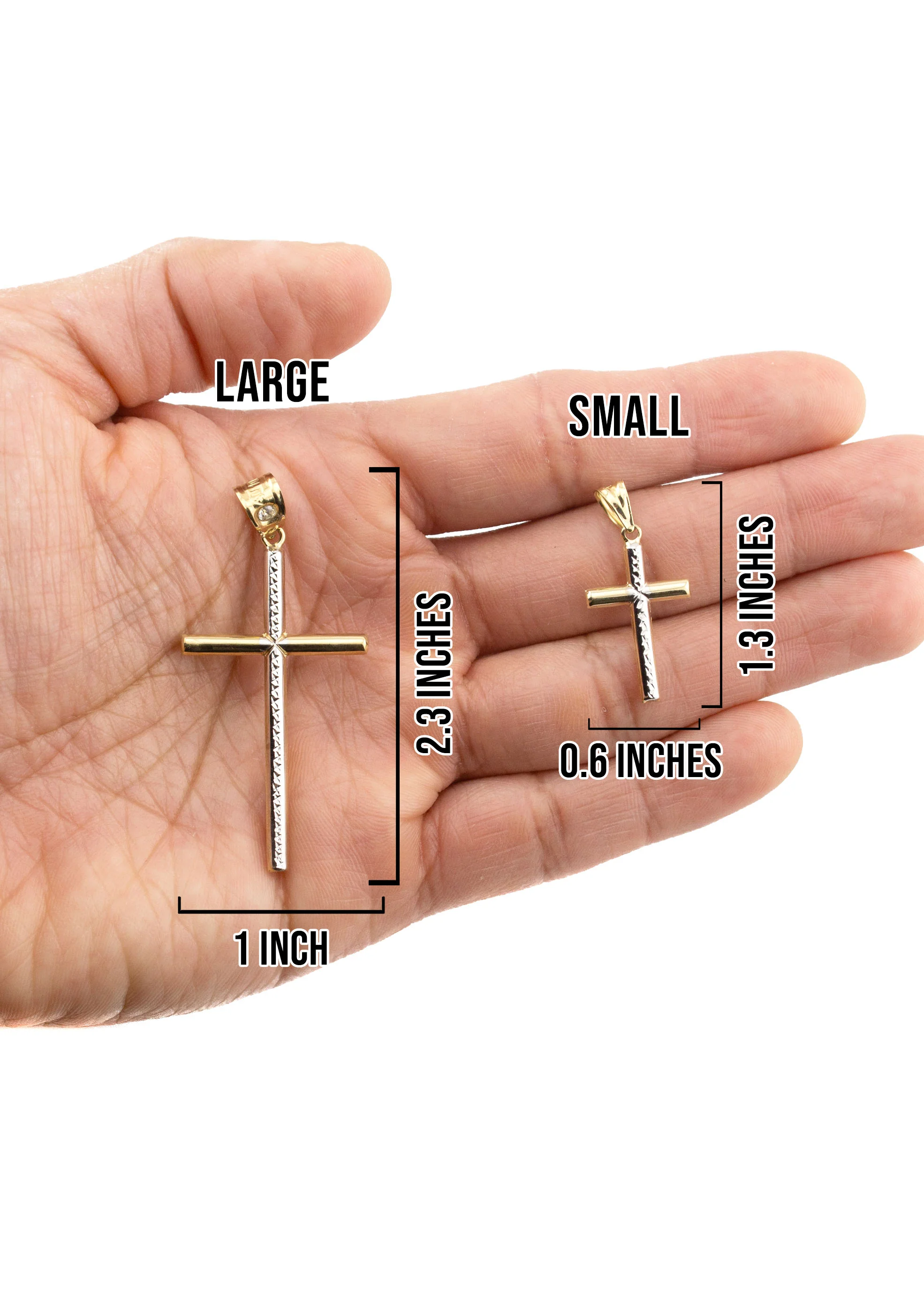 10K Yellow Gold Cross Necklace | Small 3 Grams - Large 7 Grams - Image 5