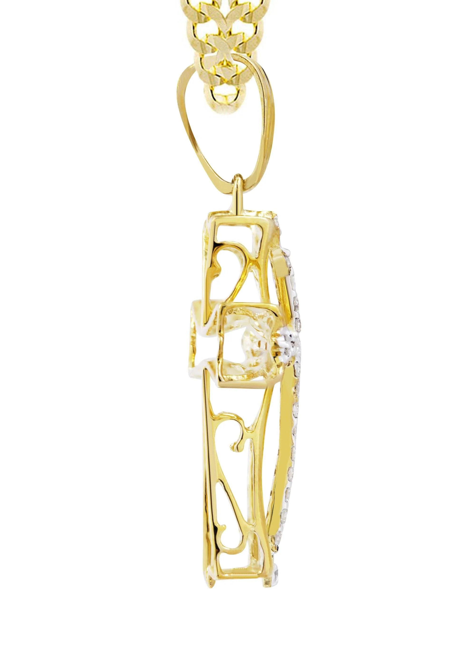 10K Yellow Gold Cross  Diamond Necklace  | 0.21 Carats - Image 4