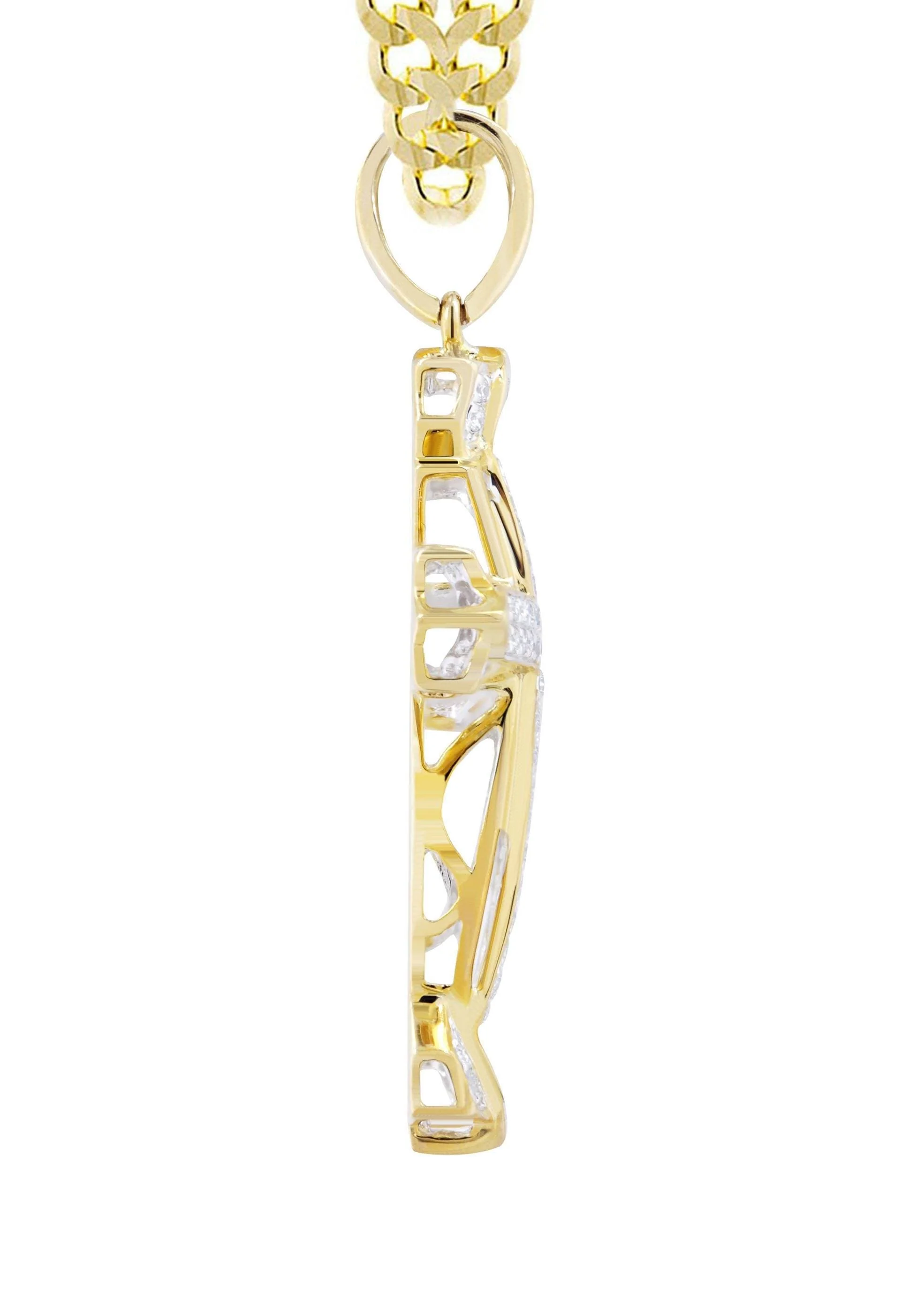 10K Yellow Gold Cross  Diamond Necklace  | 0.58 Carats - Image 4