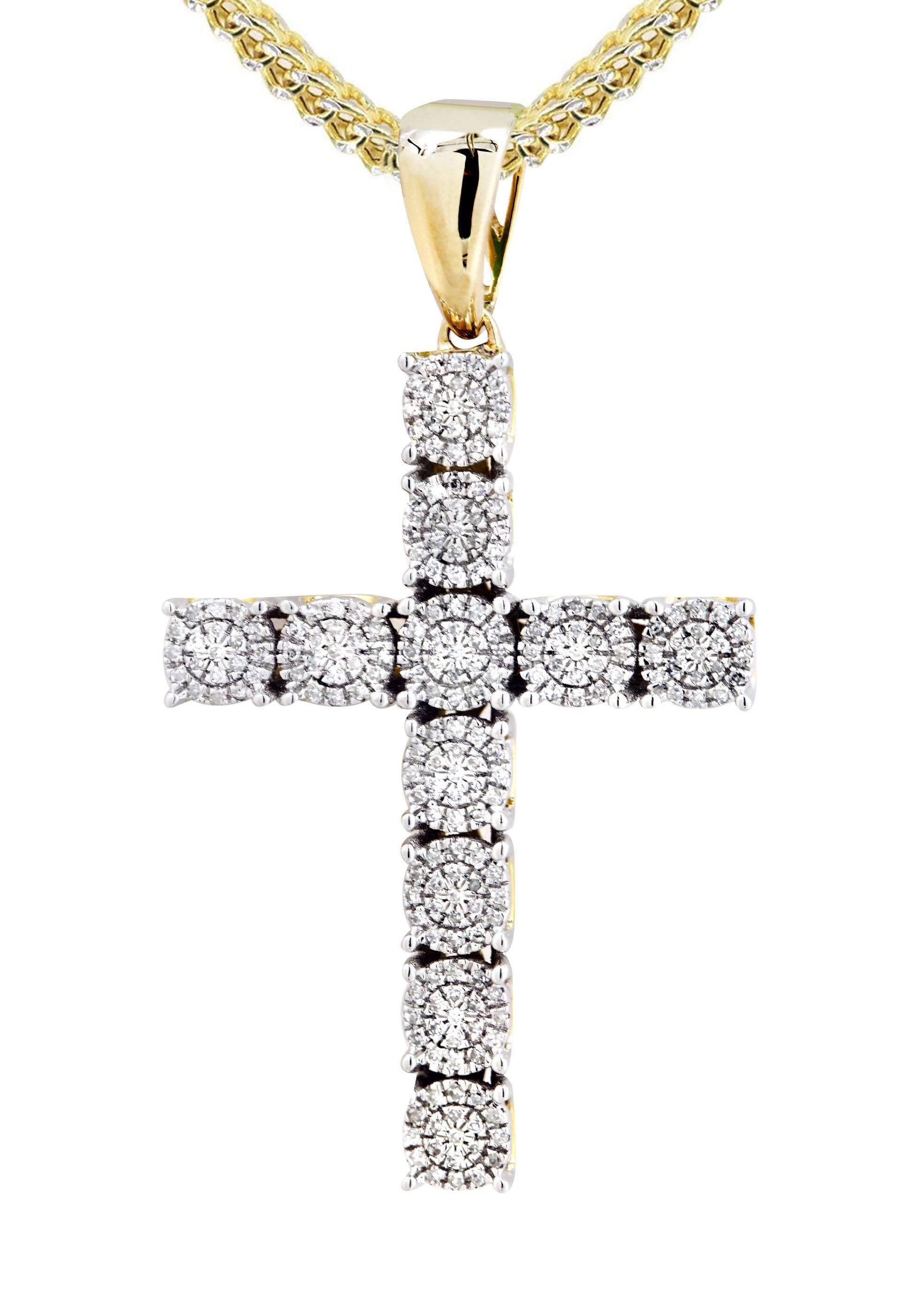 10K Yellow Gold Cross Diamond Necklace  | 0.31 Carats - Image 2