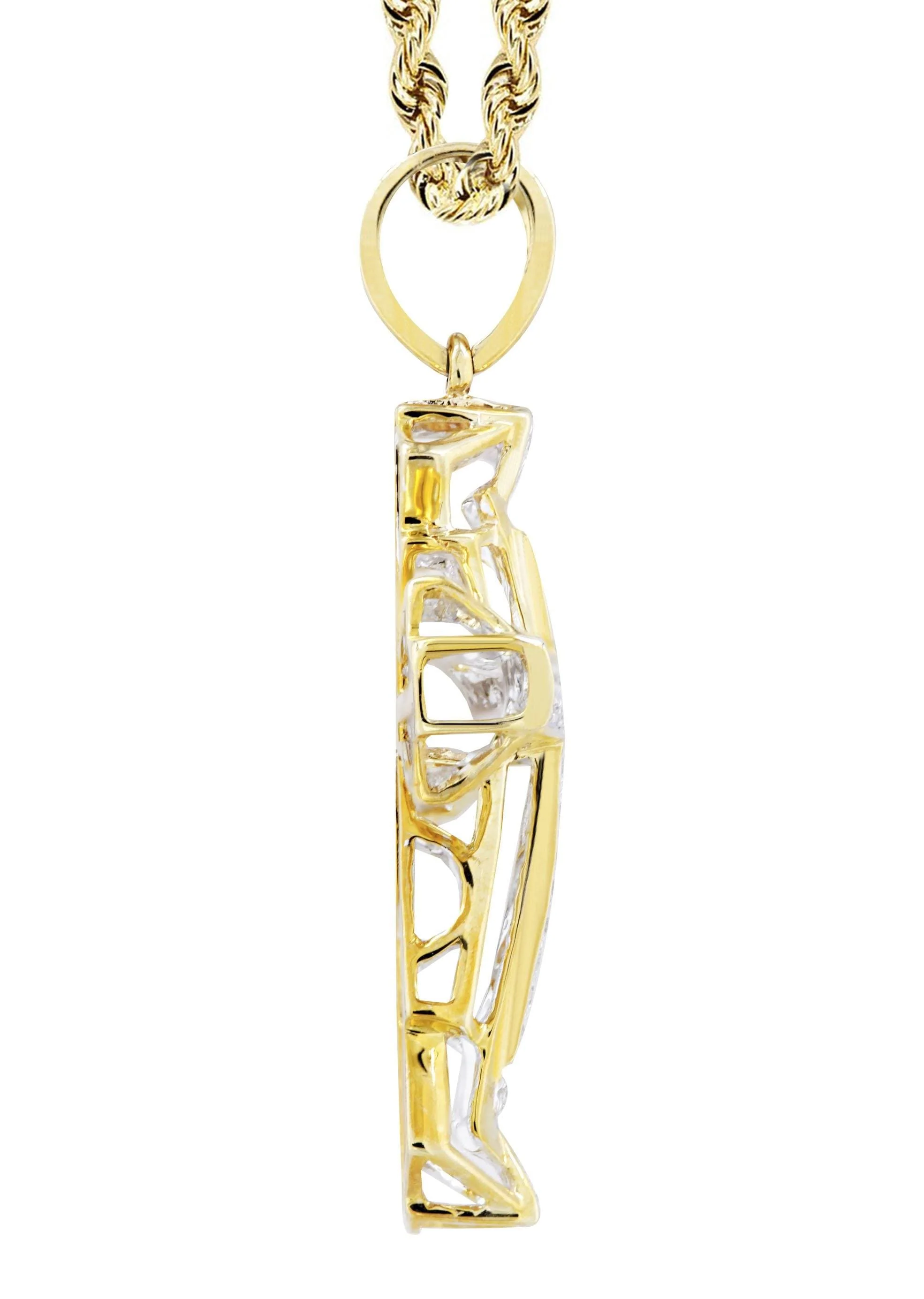 10K Yellow Gold Cross Diamond Necklace  | 0.26 Carats - Image 4