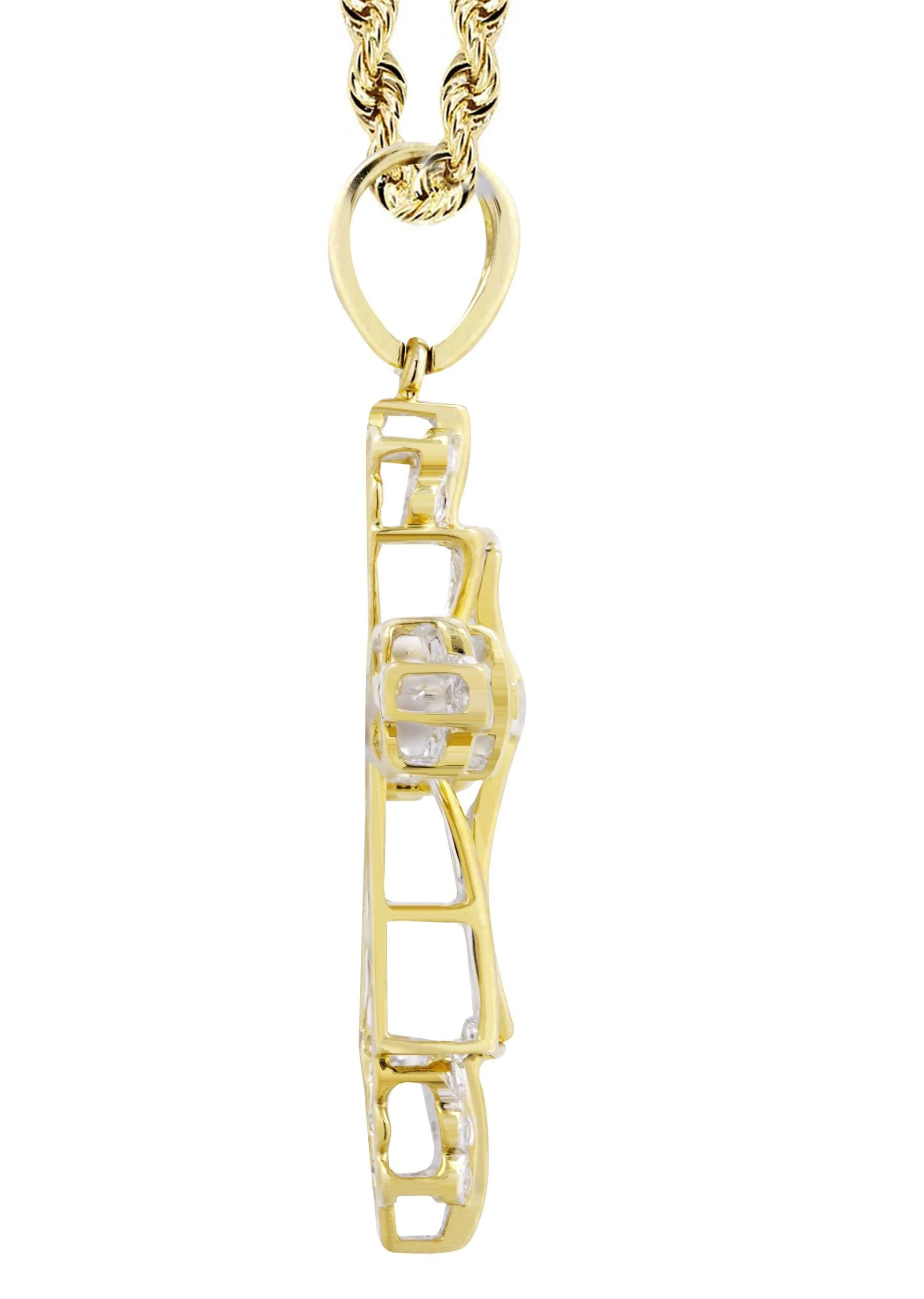 10K Yellow Gold Cross  Diamond Necklace  | 0.62 Carats - Image 4