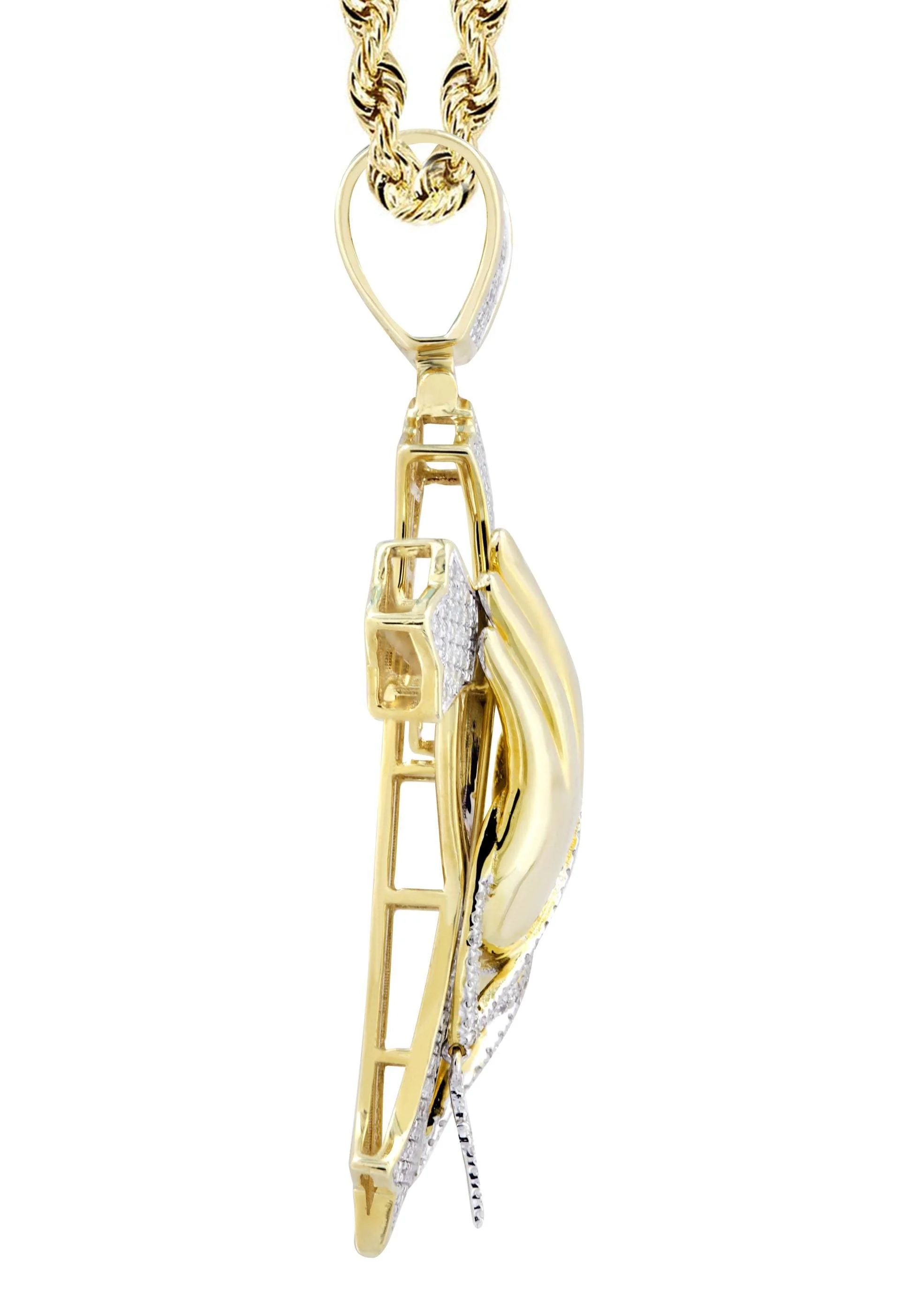 10K Yellow Gold Cross  Diamond Necklace  | 0.67 Carats - Image 4