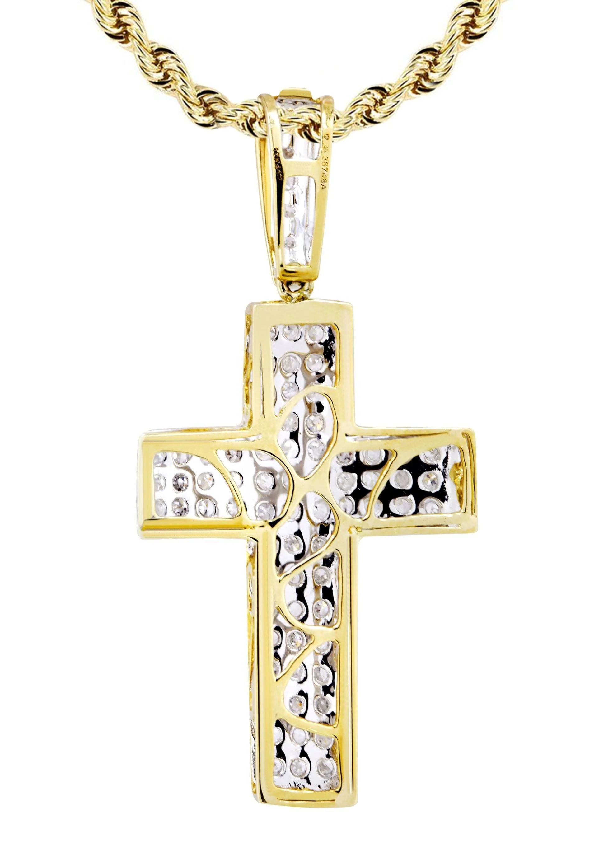 10K Yellow Gold Cross  Diamond Necklace  | 0.81 Carats - Image 3