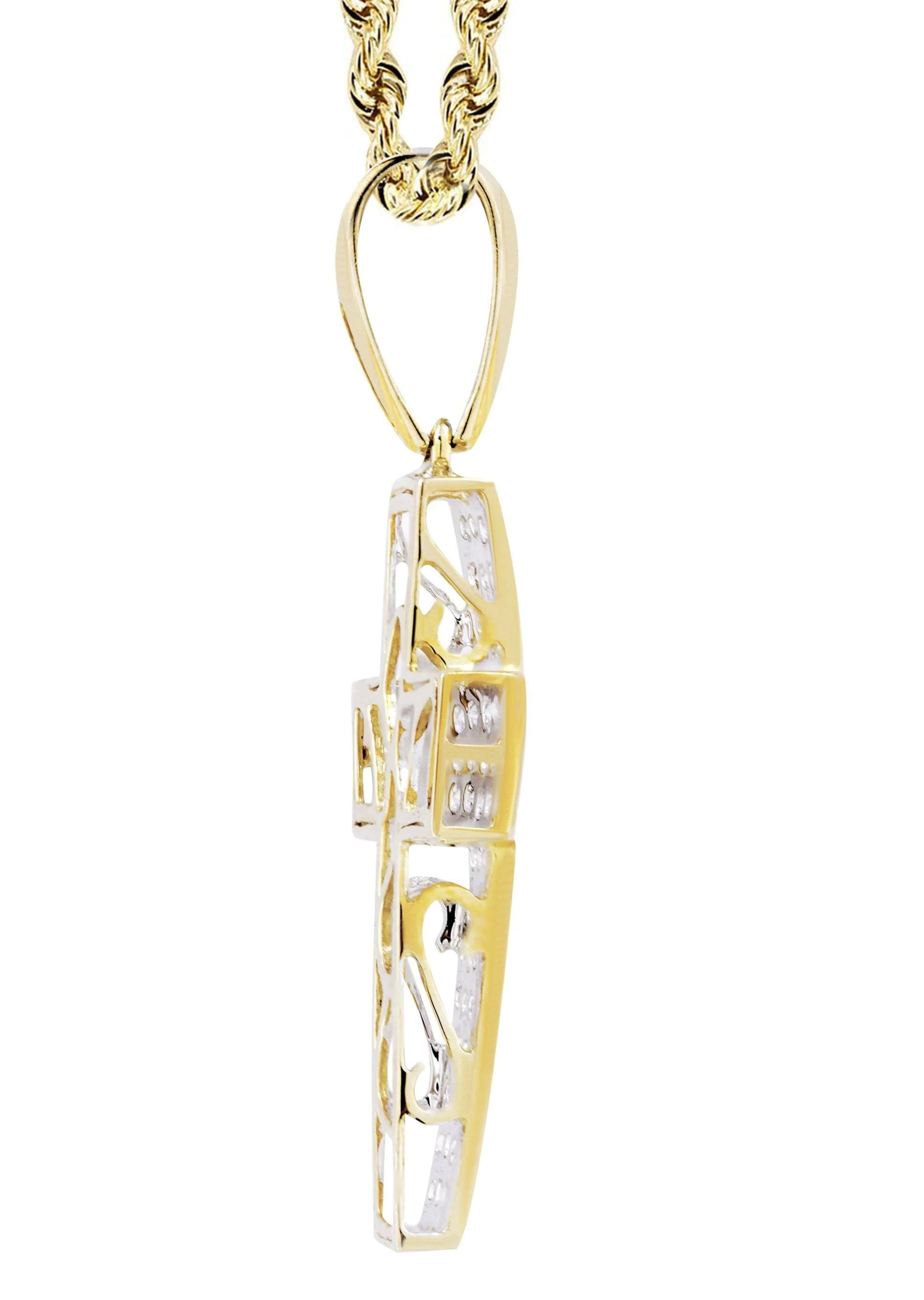 10K Yellow Gold Cross  Diamond Necklace  | 0.81 Carats - Image 4