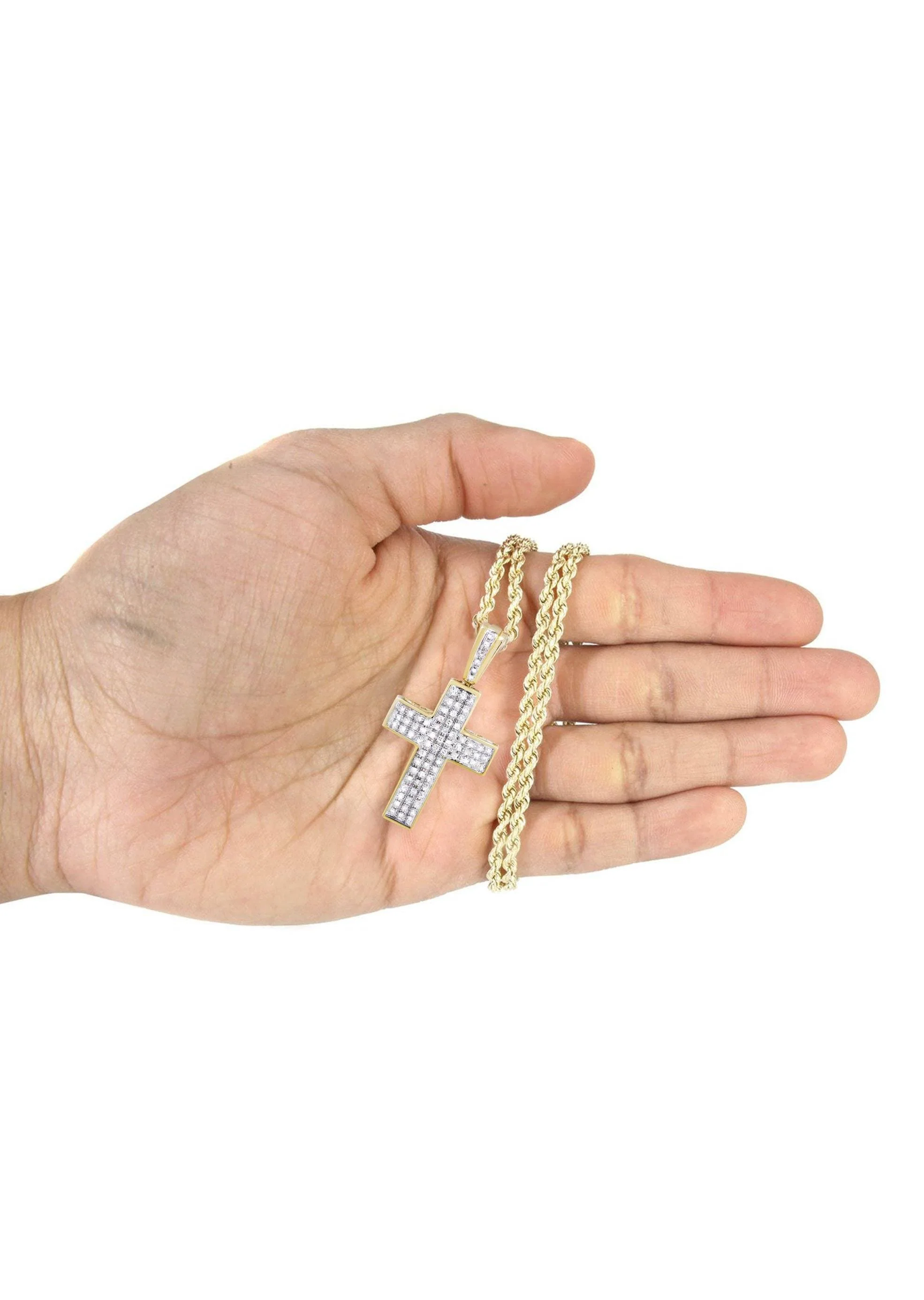 10K Yellow Gold Cross  Diamond Necklace  | 0.81 Carats - Image 5