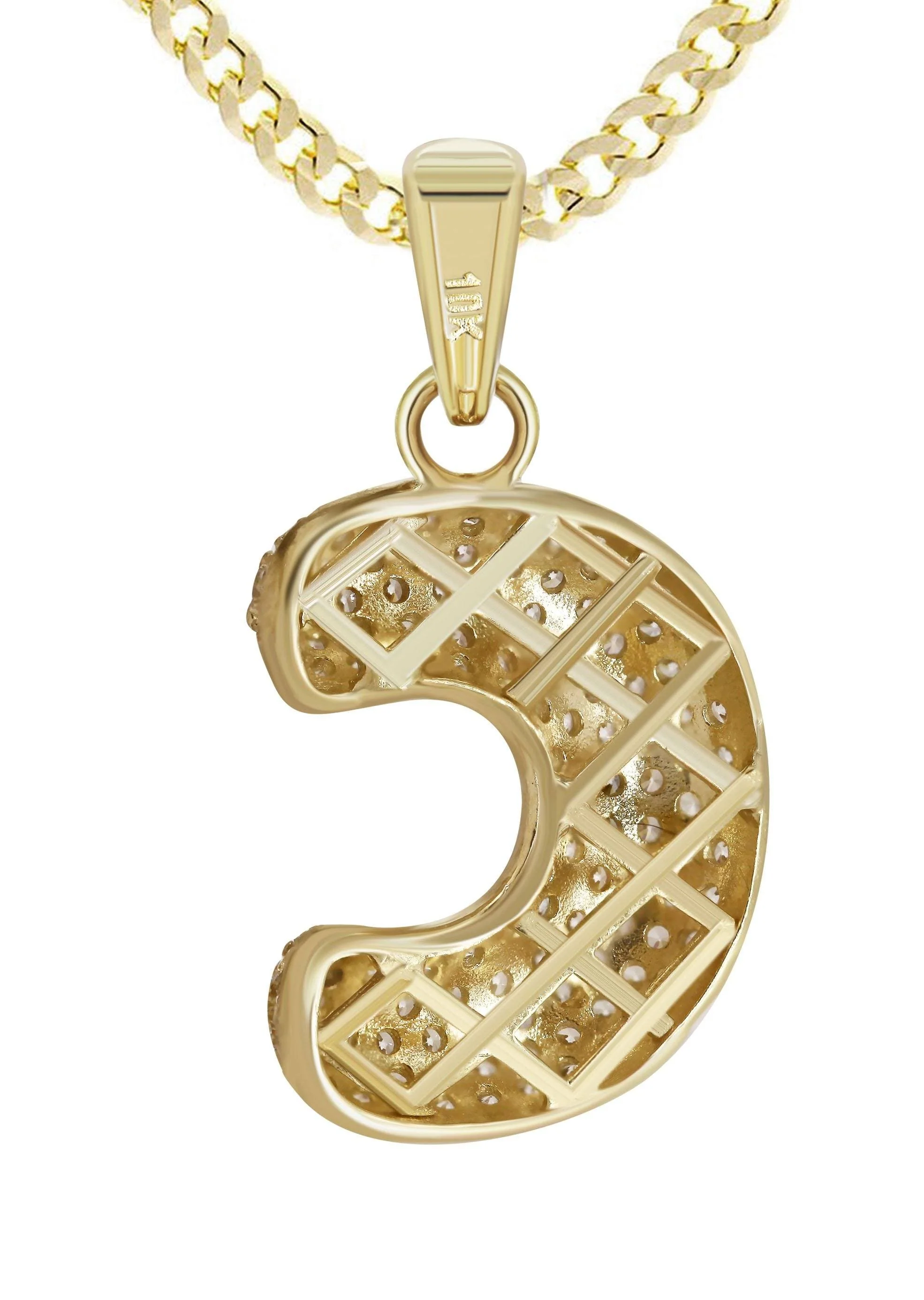 10K Yellow Gold Bubble Letter "C" CZ Necklace | Appx. 13.1 Grams - Image 3
