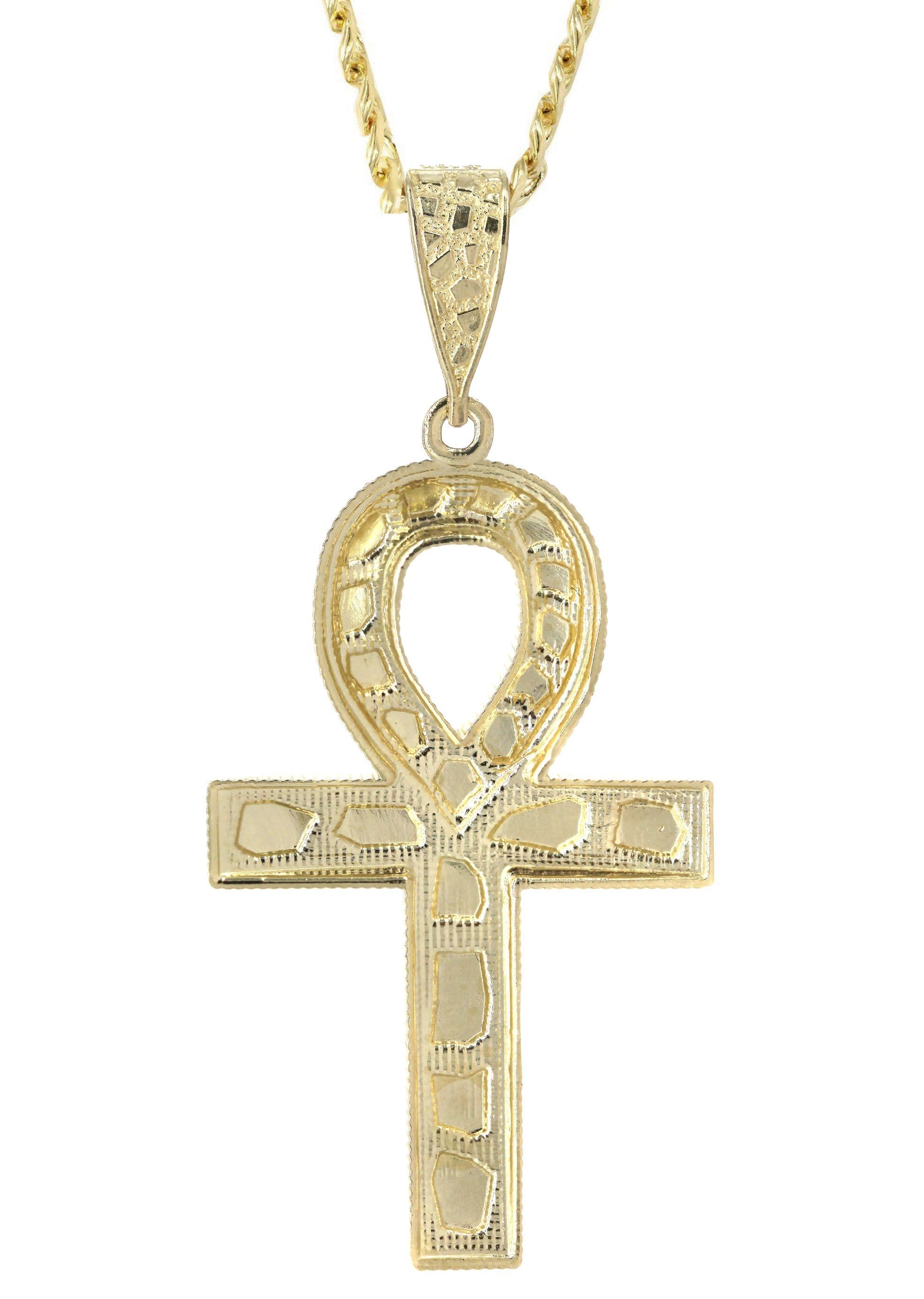 10K Yellow Gold Diamond Cut Ankh Necklace | Appx. 16.3 Grams - Image 3