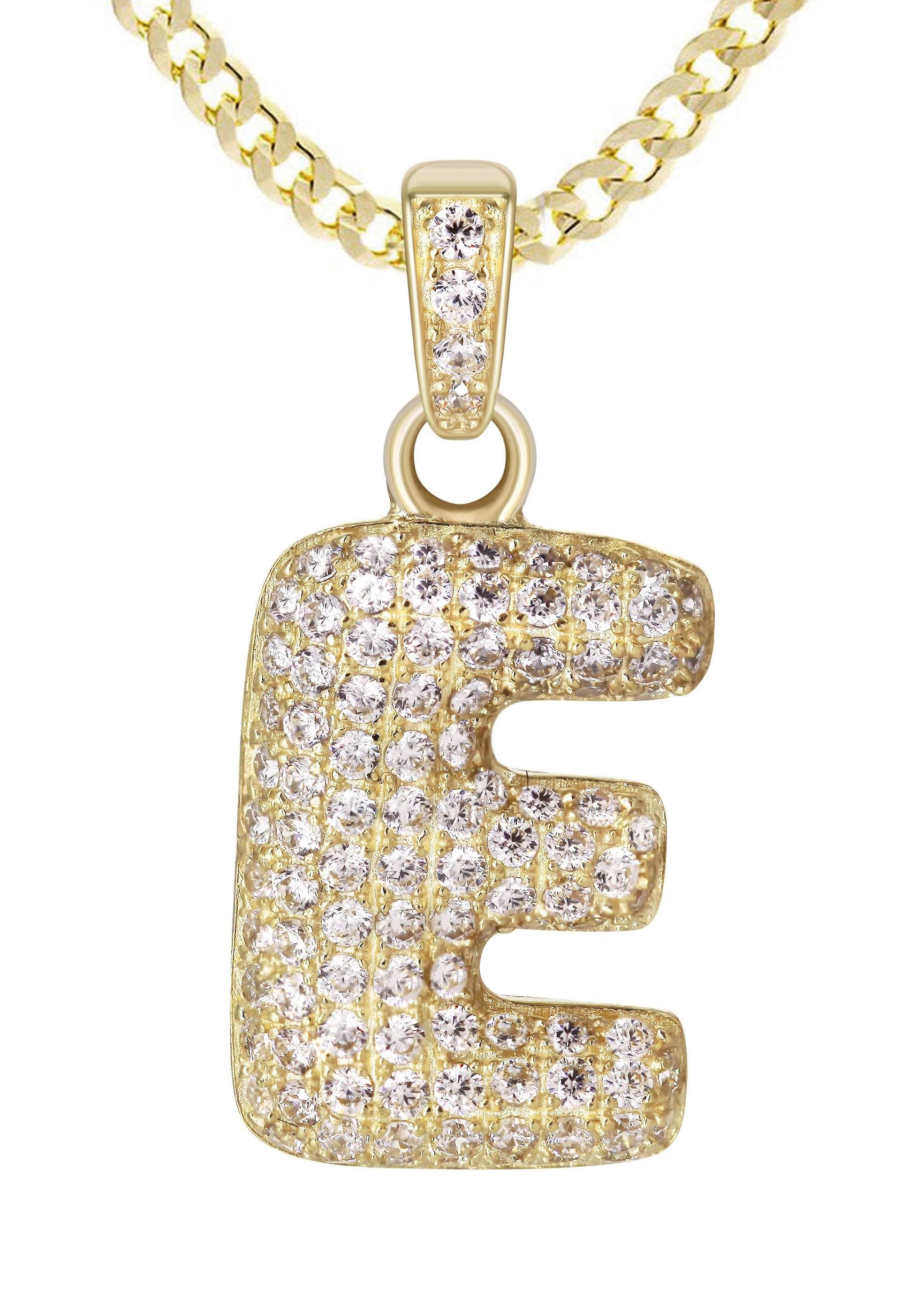 10K Yellow Gold Bubble Letter "E" CZ Necklace | Appx. 4.3 Grams - Image 2