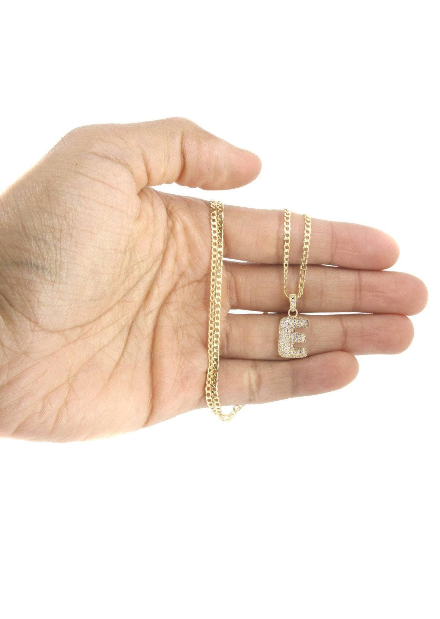 10K Yellow Gold Bubble Letter "E" CZ Necklace | Appx. 4.3 Grams - Image 5
