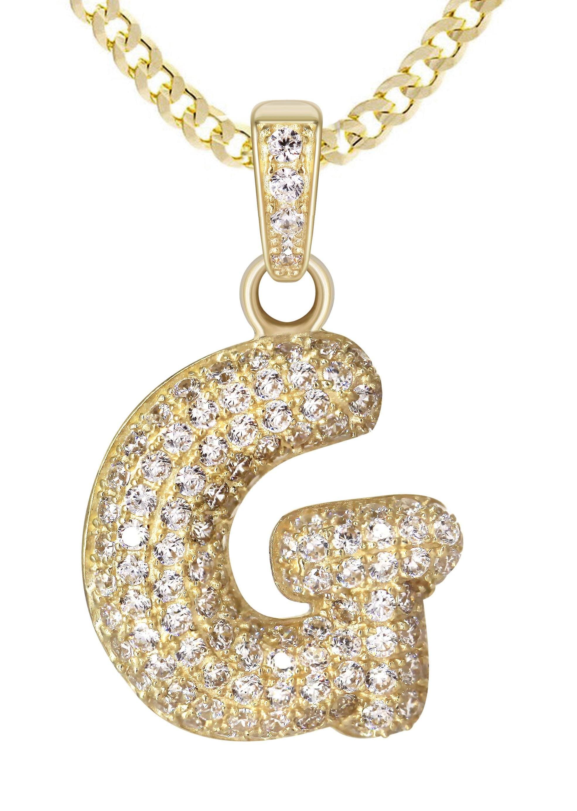 10K Yellow Gold Bubble Letter "G" CZ Necklace | Appx. 4.5 Grams - Image 2