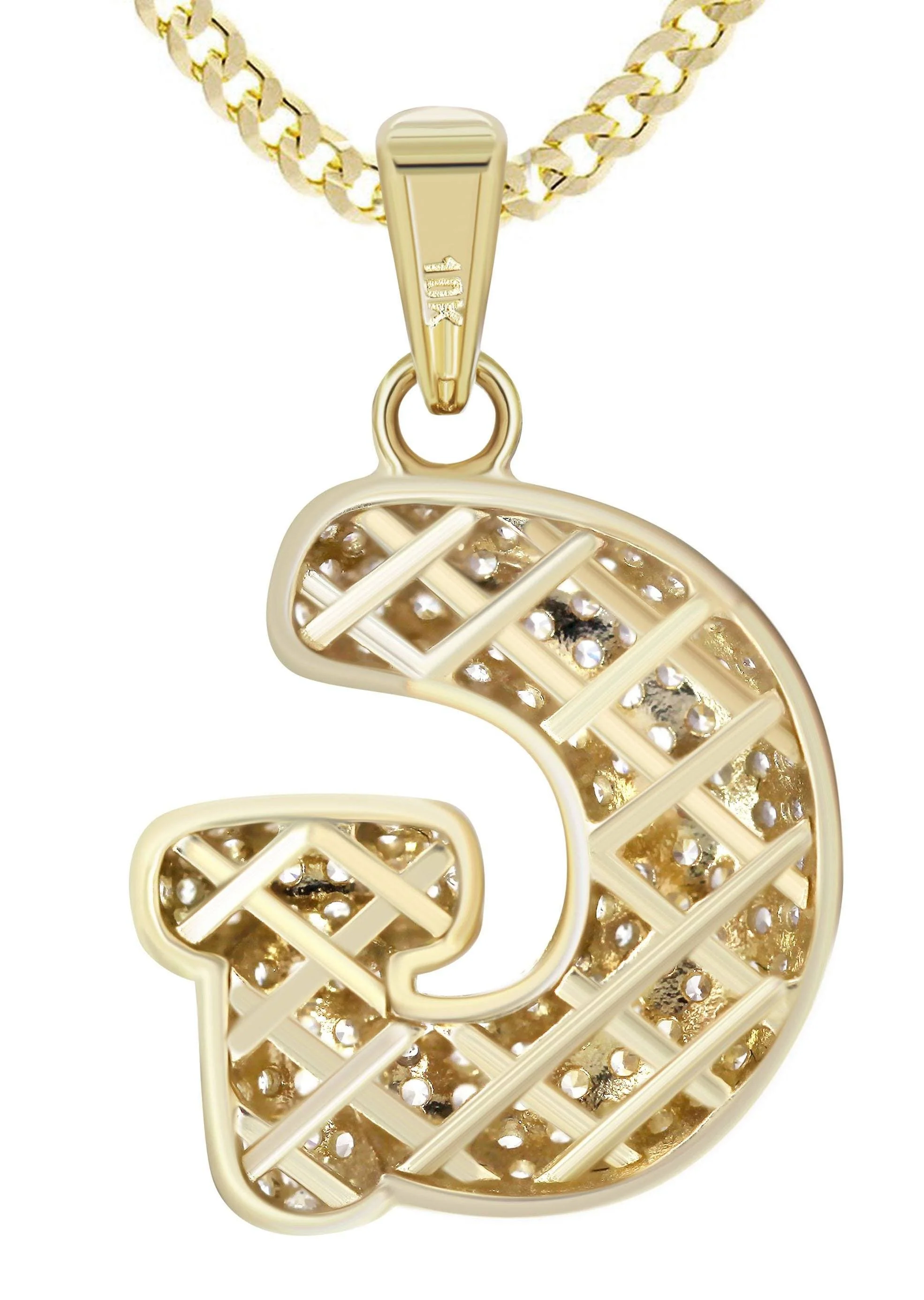 10K Yellow Gold Bubble Letter "G" CZ Necklace | Appx. 4.5 Grams - Image 3