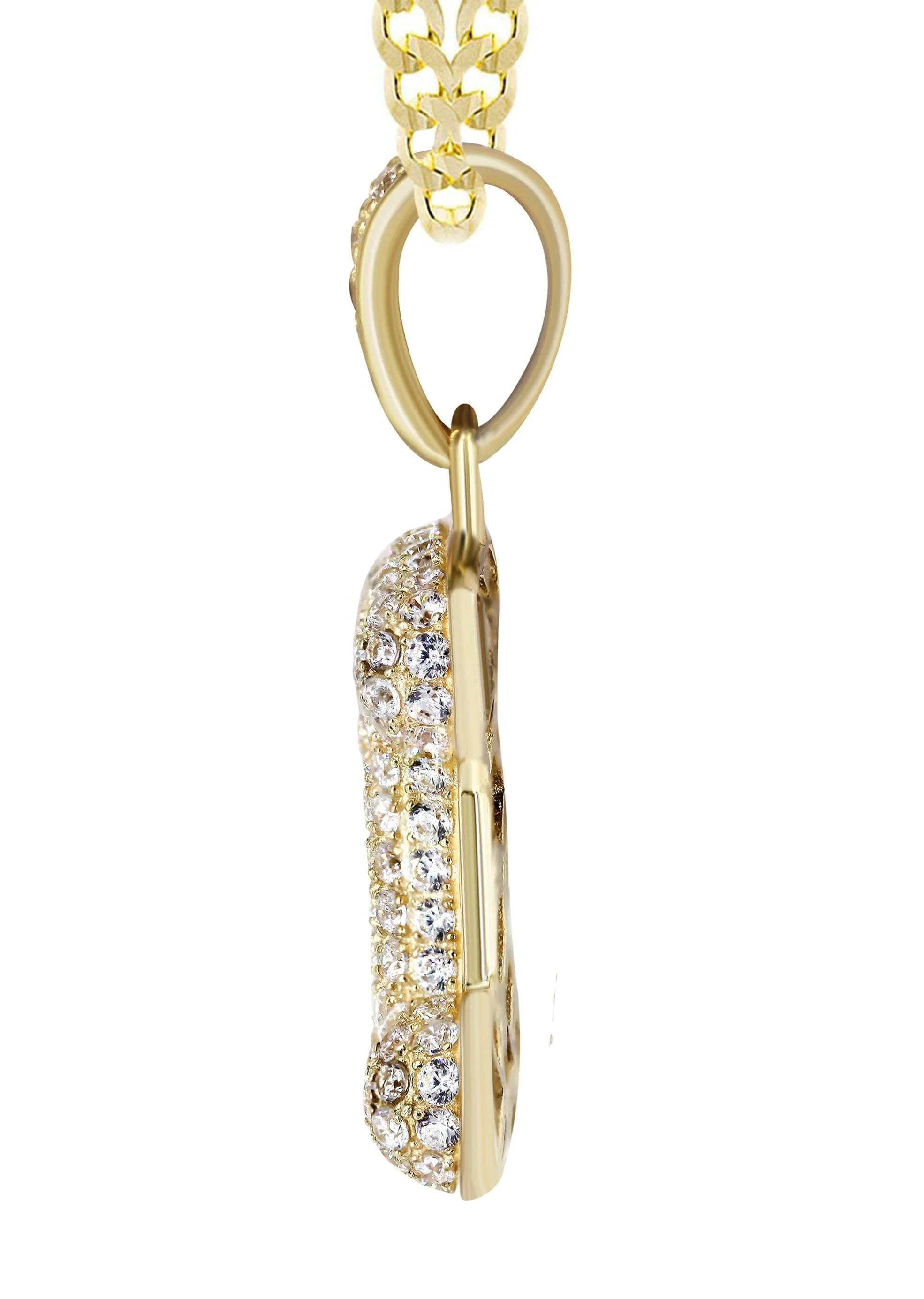 10K Yellow Gold Bubble Letter "I" CZ Necklace | Appx. 4 Grams - Image 4
