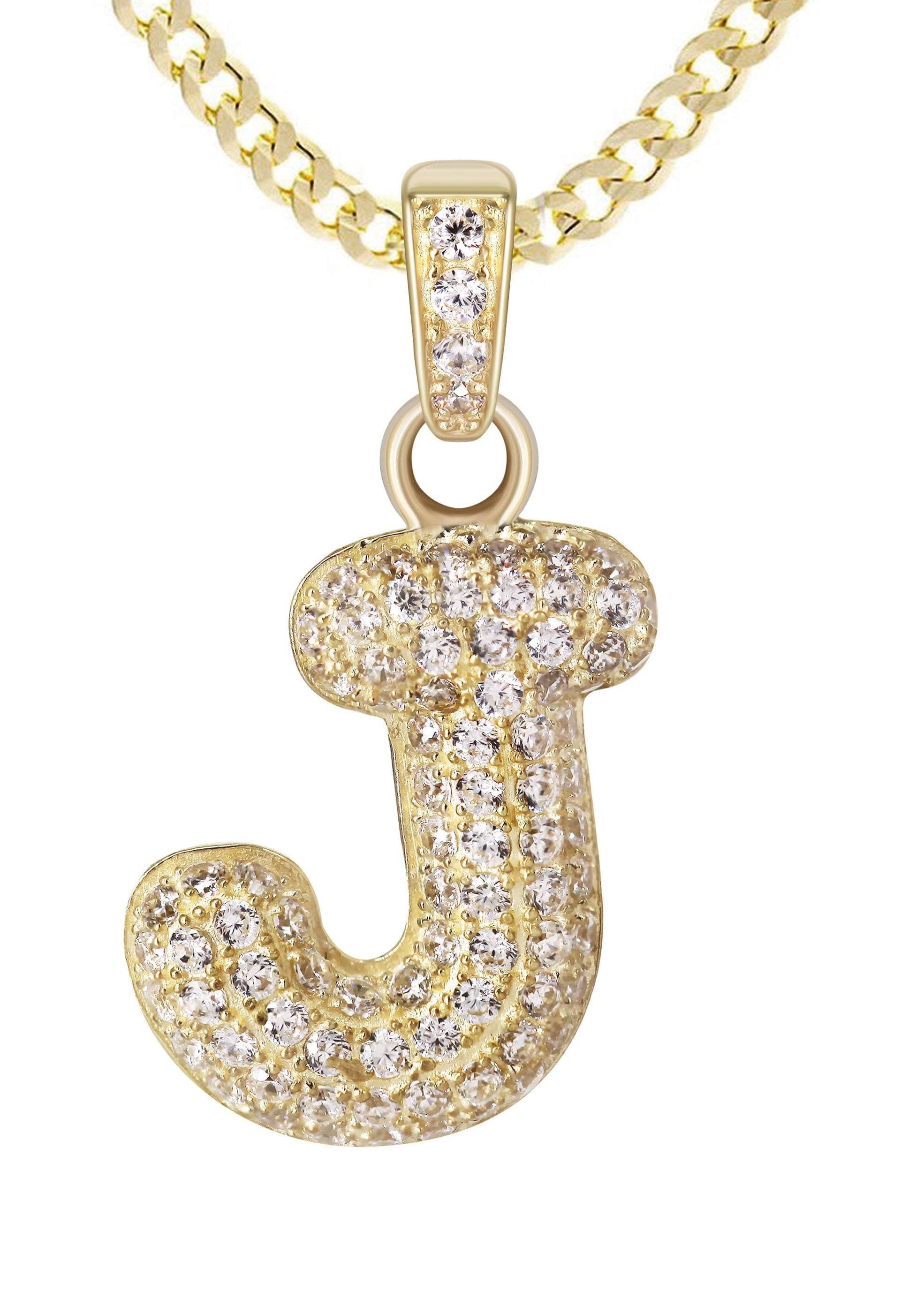 10K Yellow Gold Bubble Letter "J" CZ Necklace | Appx. 4.1 Grams - Image 2