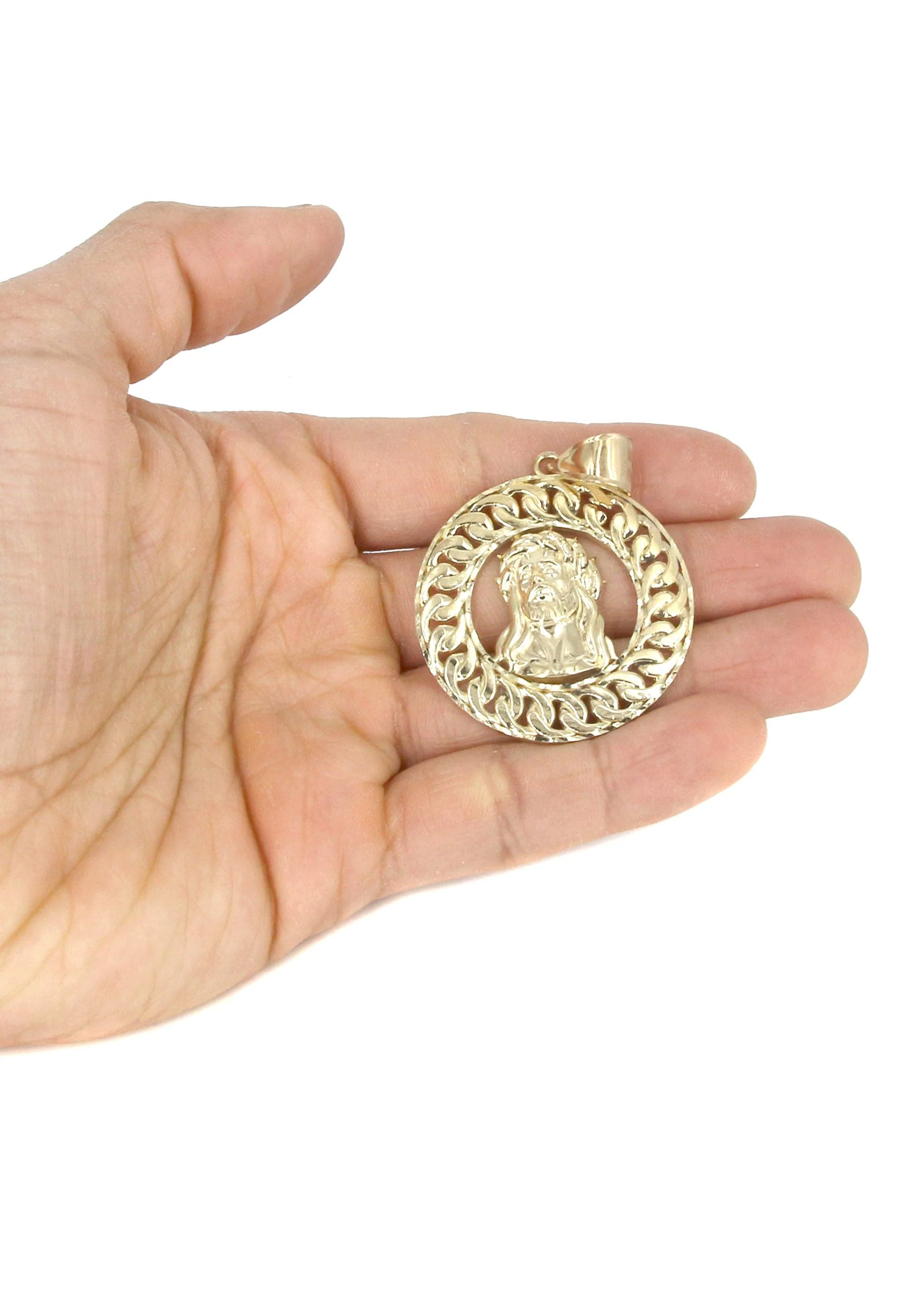 10K Yellow Gold Round Jesus Piece Necklace | Appx. 19.5 Grams - Image 5