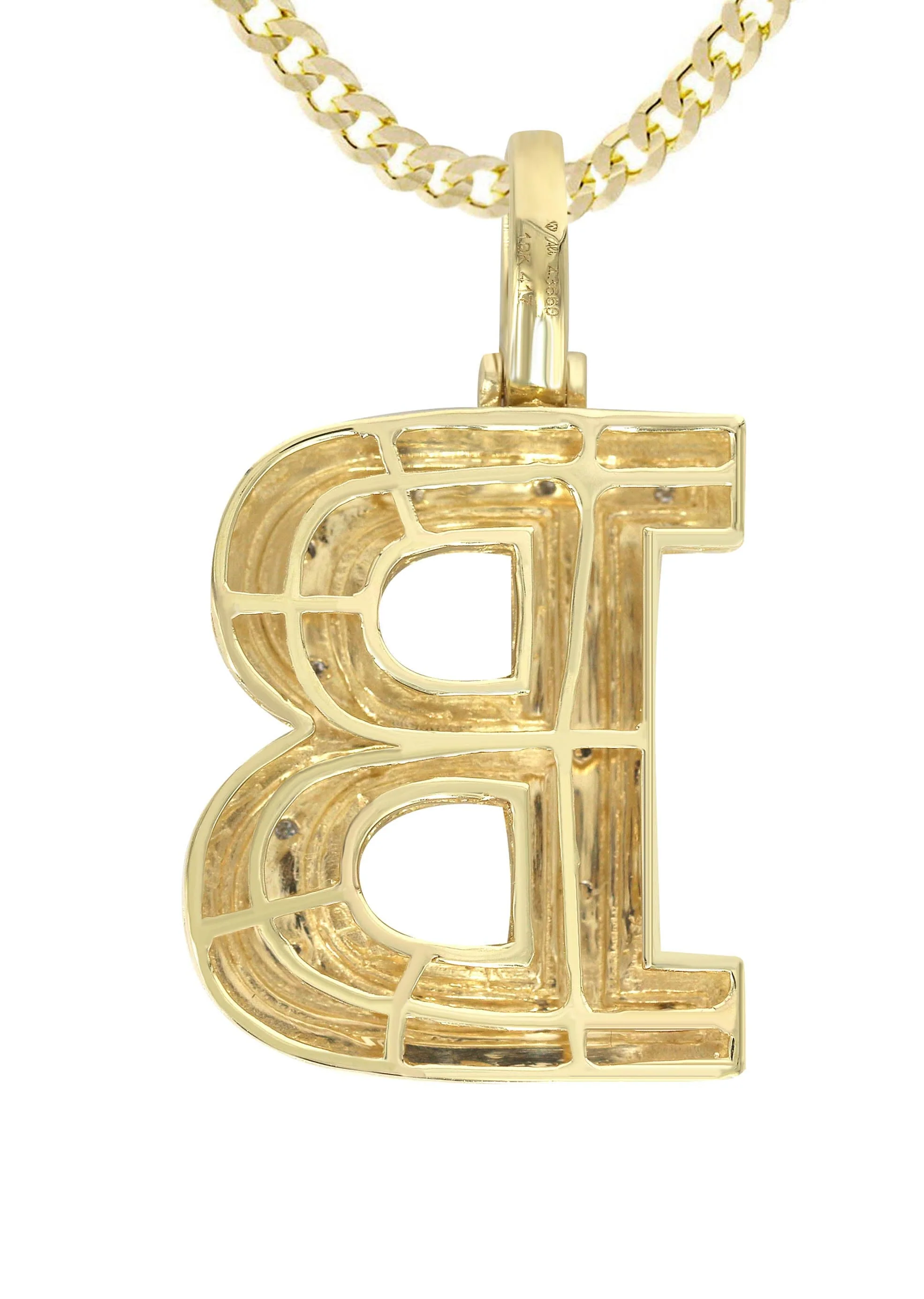 Diamond 10K Yellow Gold Letter "B" Necklace | Appx. 14.6 Grams - Image 3