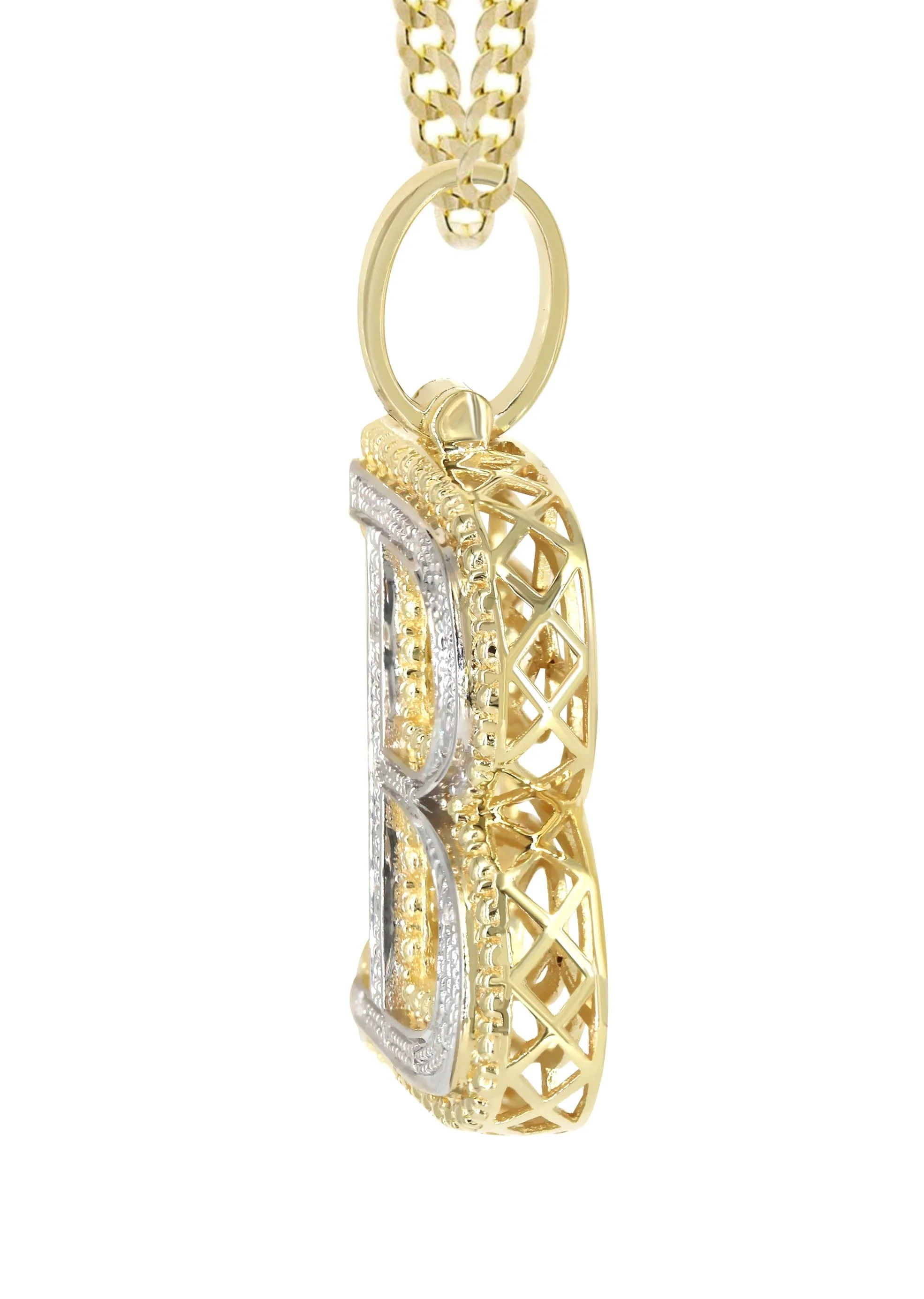 Diamond 10K Yellow Gold Letter "B" Necklace | Appx. 14.6 Grams - Image 4