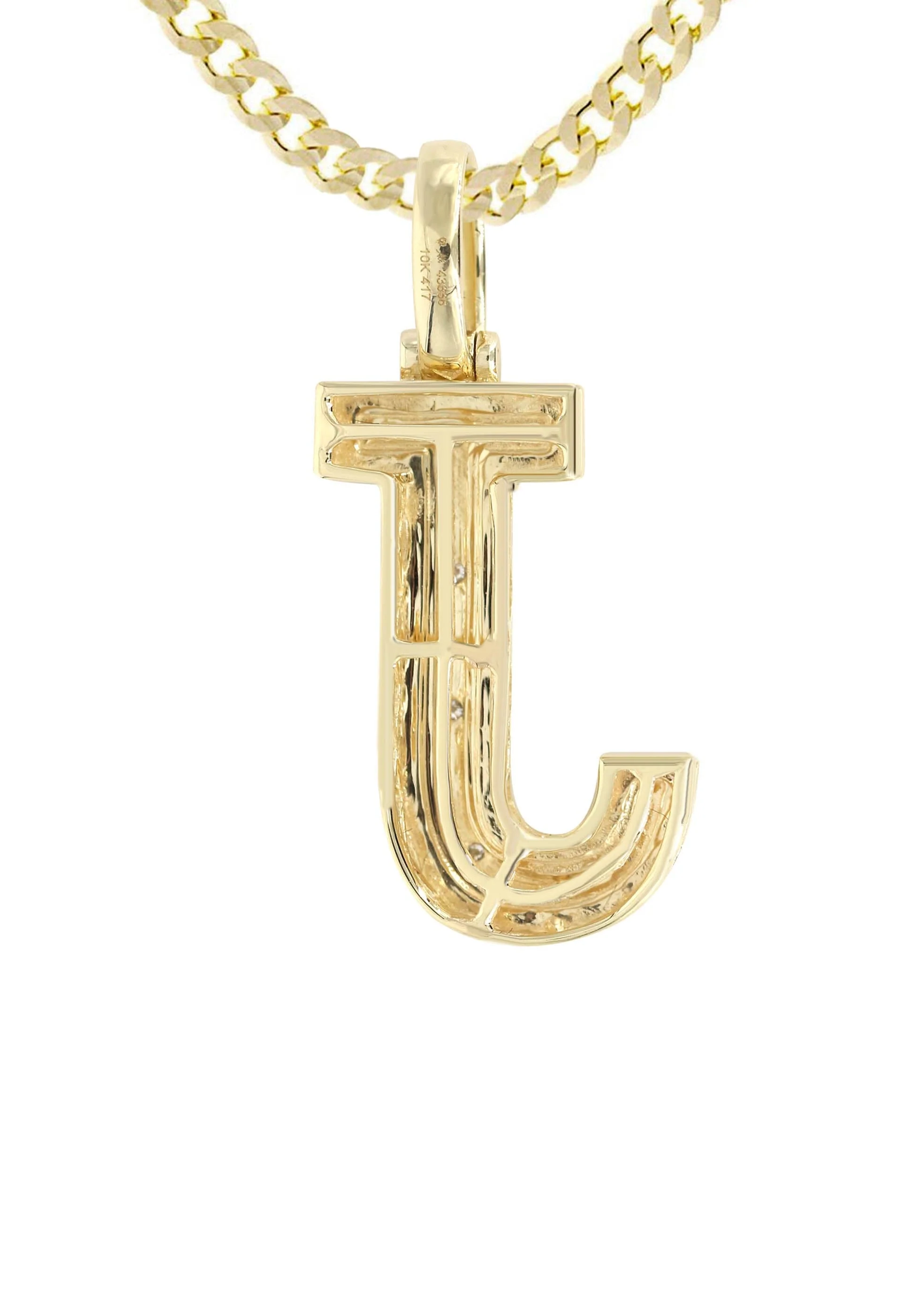 Diamond 10K Yellow Gold Letter "J" Necklace | Appx. 12.6 Grams - Image 3