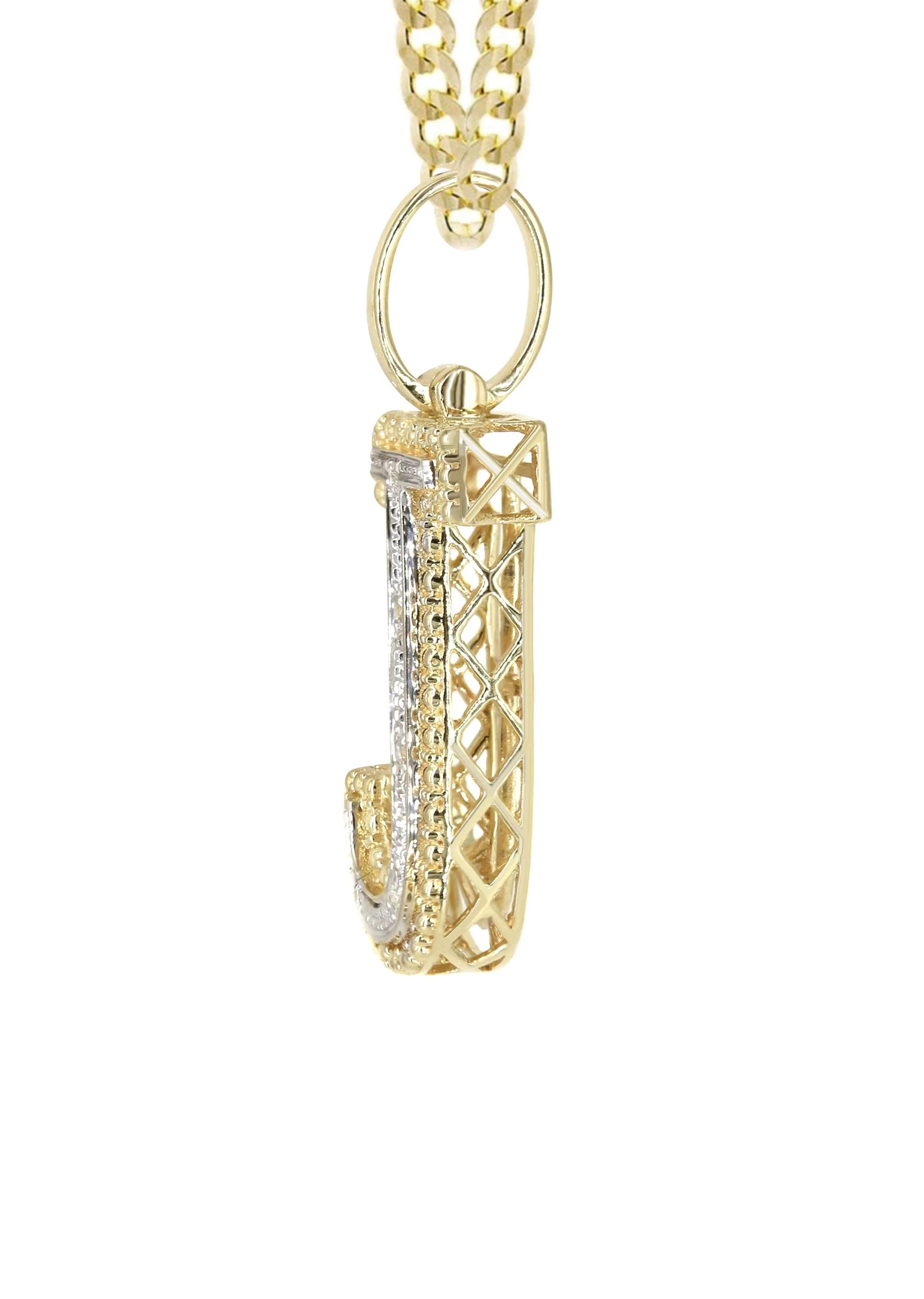 Diamond 10K Yellow Gold Letter "J" Necklace | Appx. 12.6 Grams - Image 4