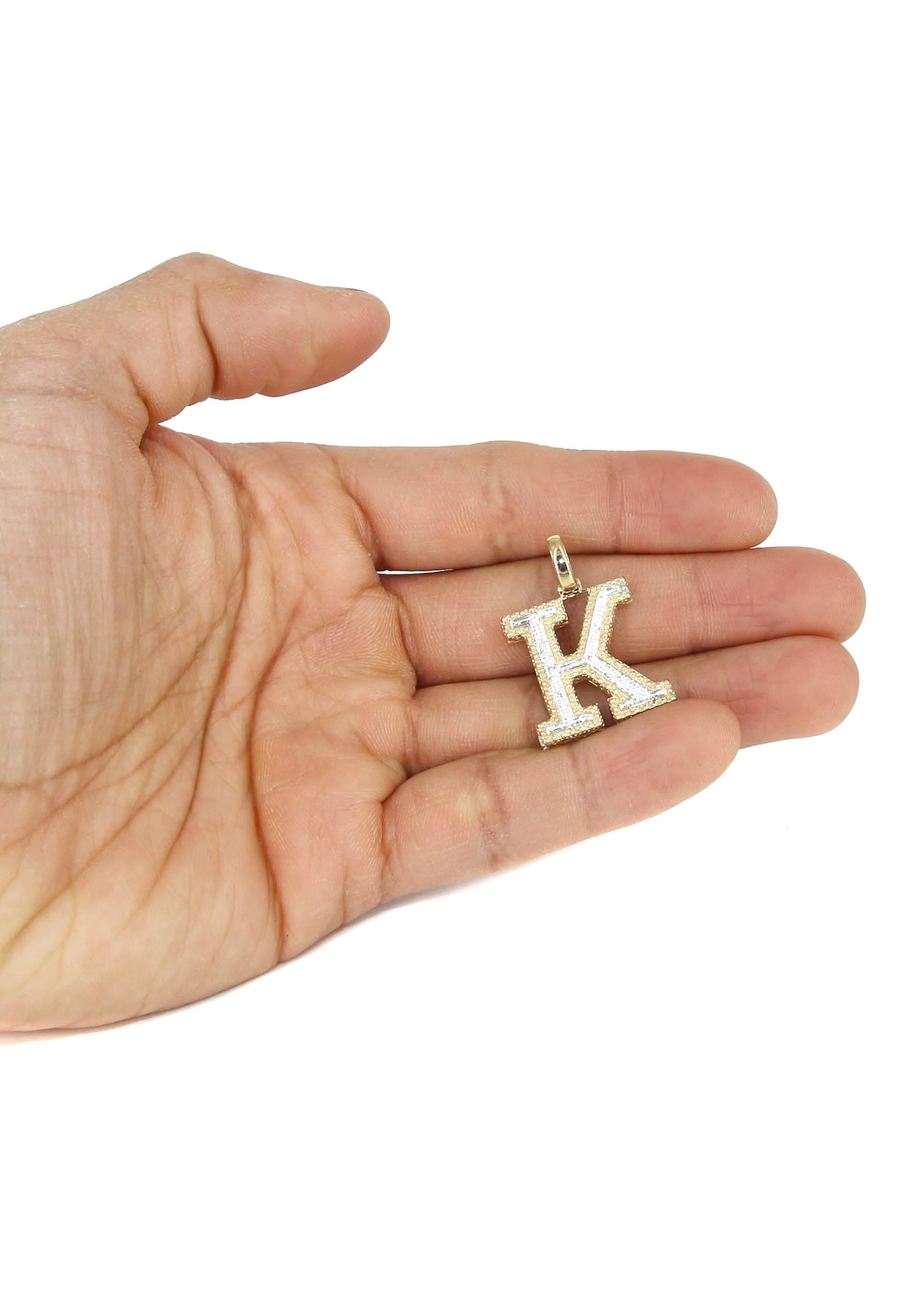Diamond 10K Yellow Gold Letter "K" Necklace | Appx. 14.9 Grams - Image 5