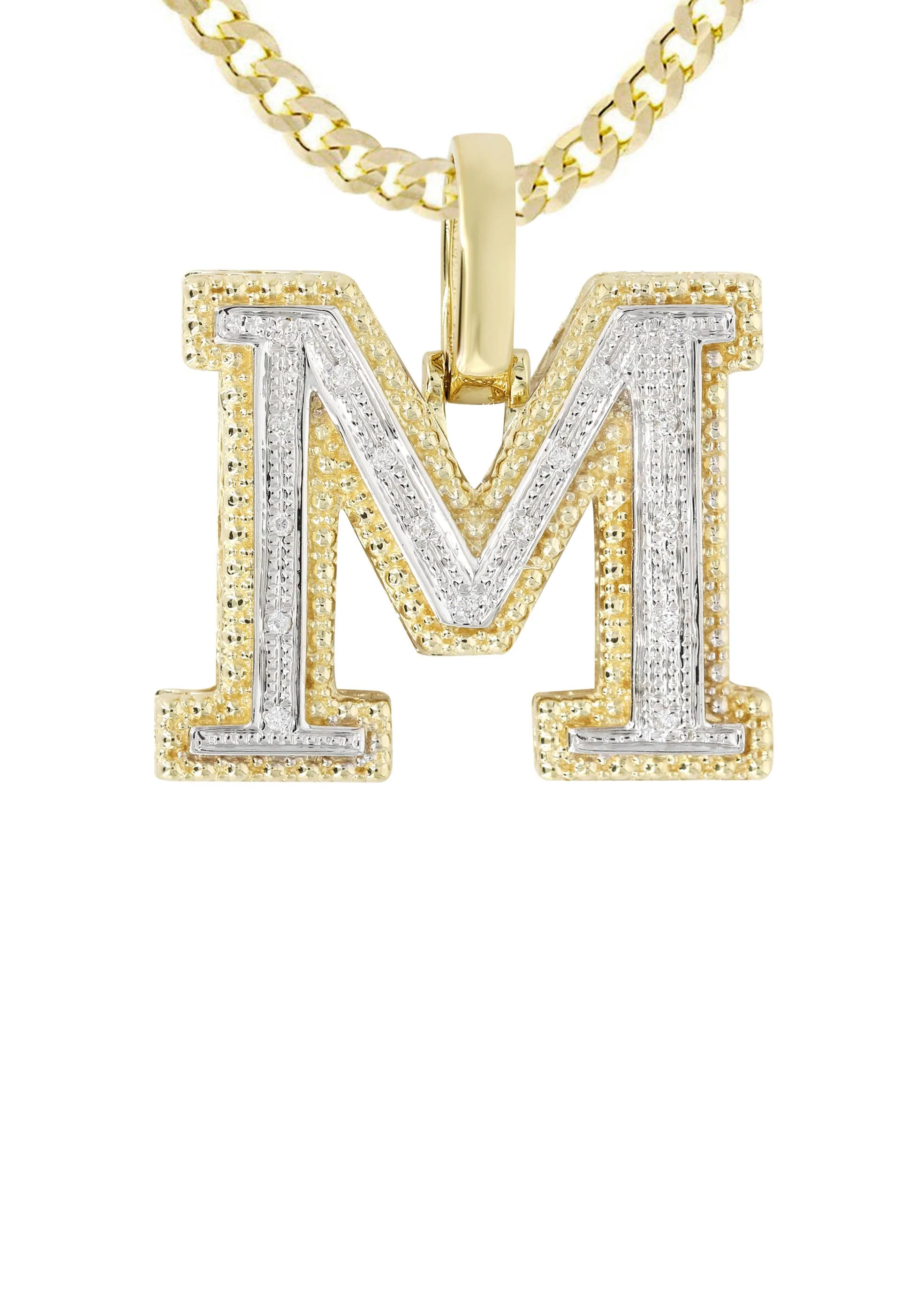Diamond 10K Yellow Gold Letter "M" Necklace | Appx. 16.7 Grams - Image 2