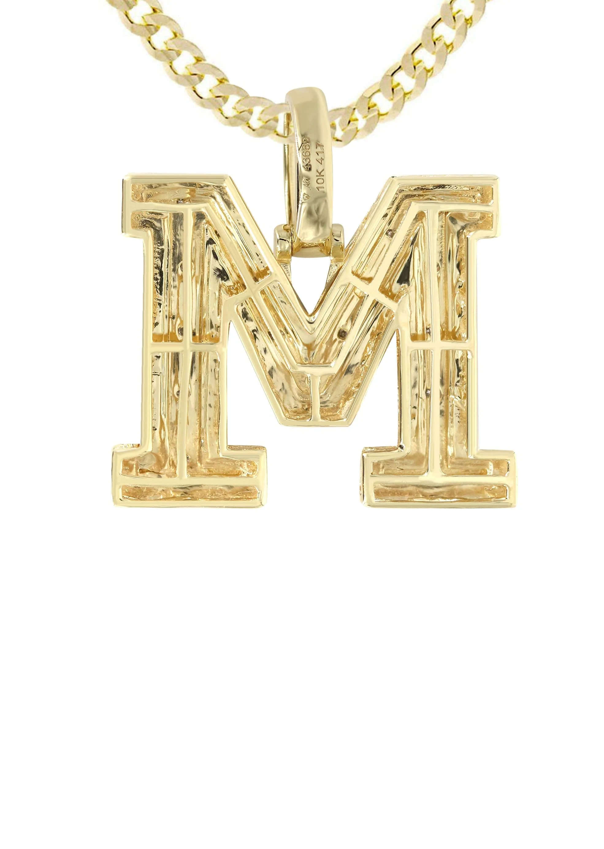 Diamond 10K Yellow Gold Letter "M" Necklace | Appx. 16.7 Grams - Image 3