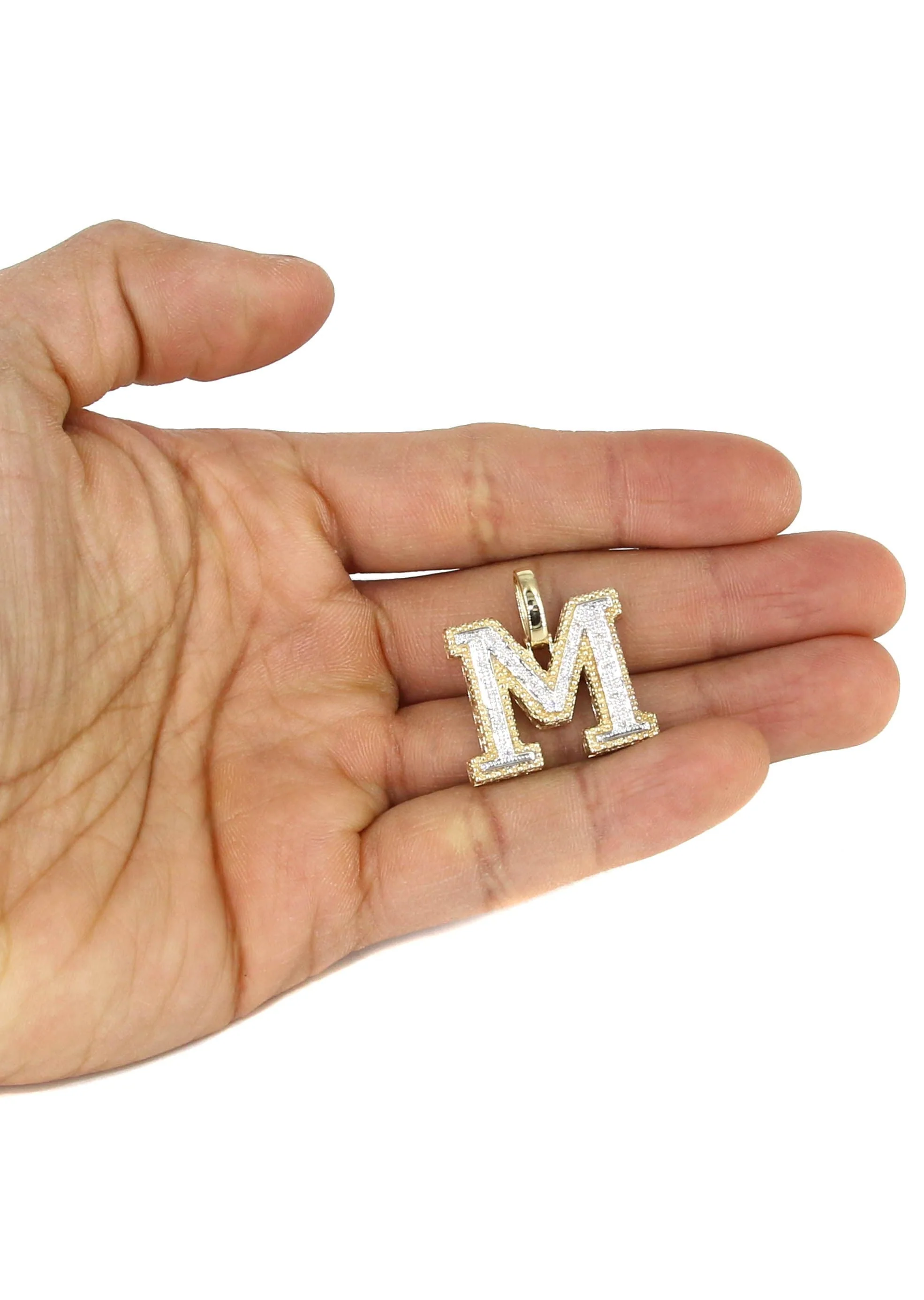 Diamond 10K Yellow Gold Letter "M" Necklace | Appx. 16.7 Grams - Image 5