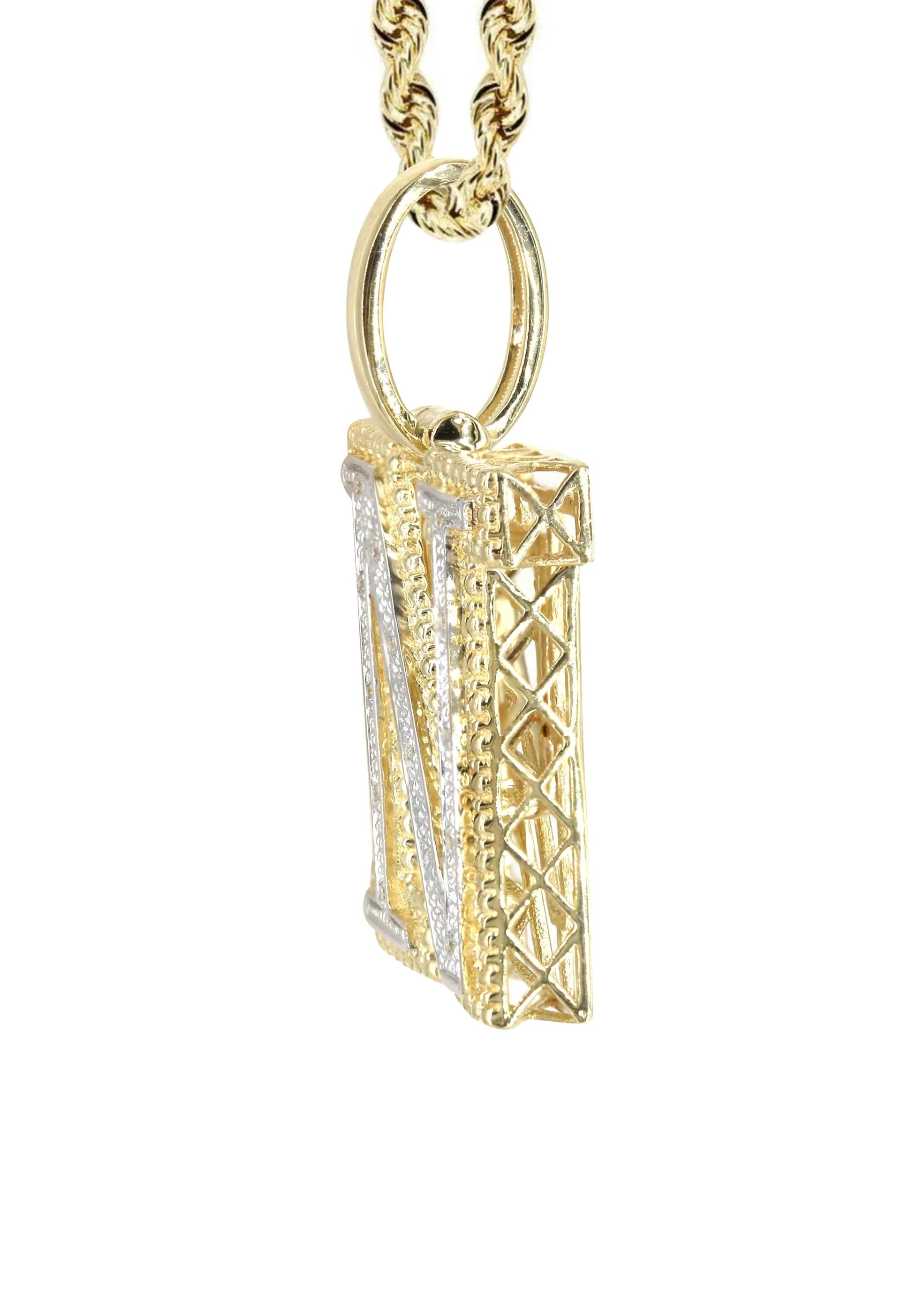 Diamond 10K Yellow Gold Letter "N" Necklace | Appx. 15.4 Grams - Image 4