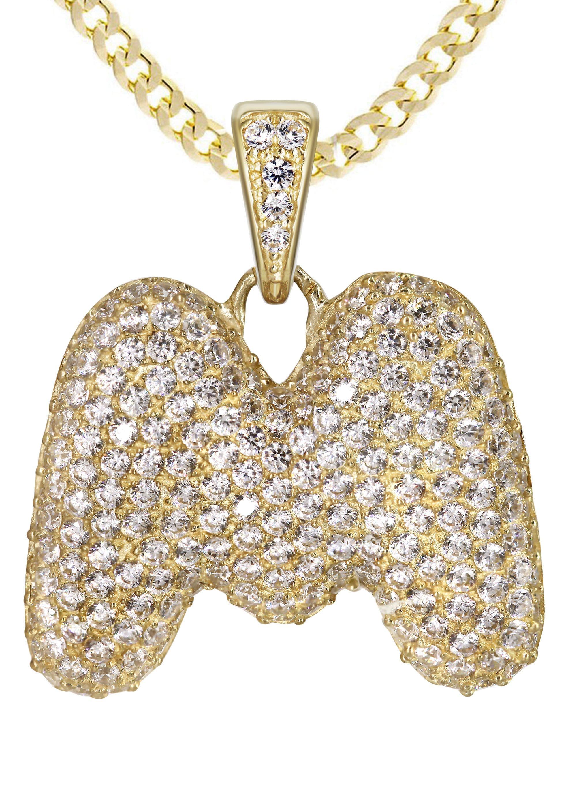10K Yellow Gold Bubble Letter "M" CZ Necklace | Appx. 14.9 Grams - Image 2