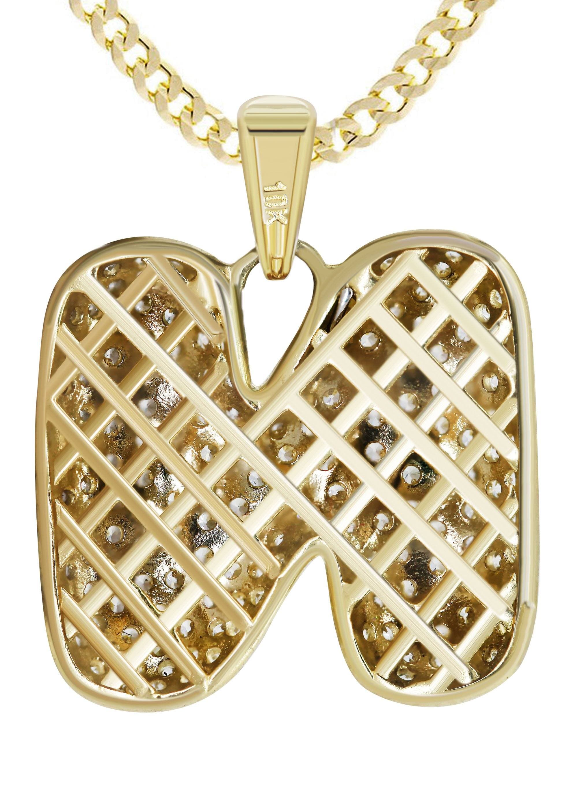 10K Yellow Gold Bubble Letter "N" CZ Necklace | Appx. 5 Grams - Image 3