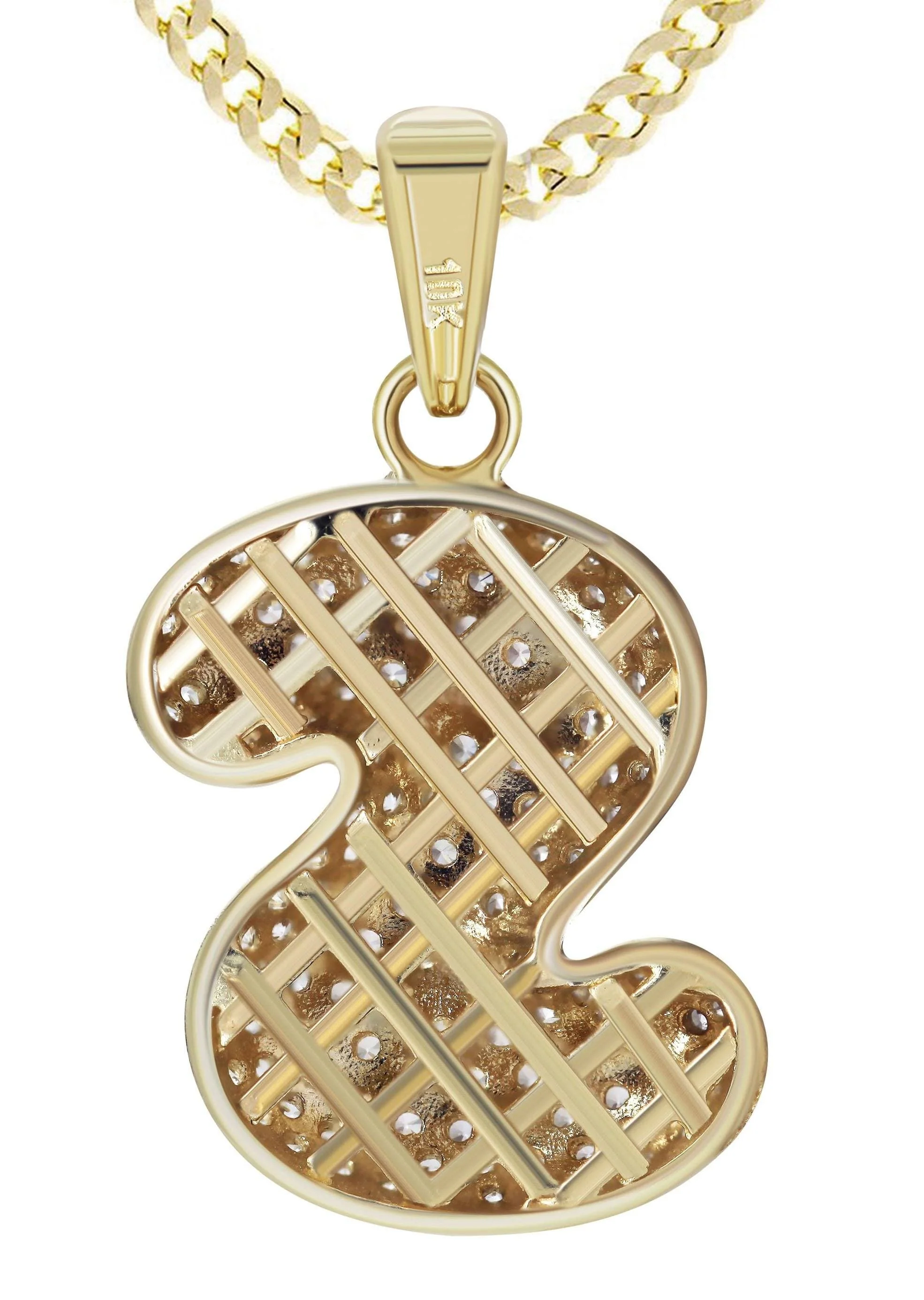 10K Yellow Gold Bubble Letter "S" CZ Necklace | Appx. 4.5 Grams - Image 3