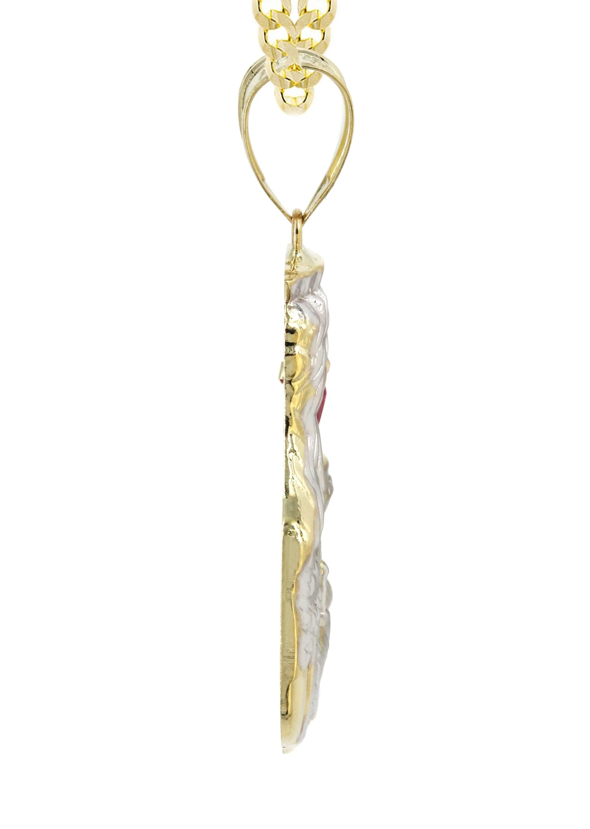10K Yellow Gold Saint Barbara Necklace with Ruby Stone | Appx. 16.6 Grams - Image 4