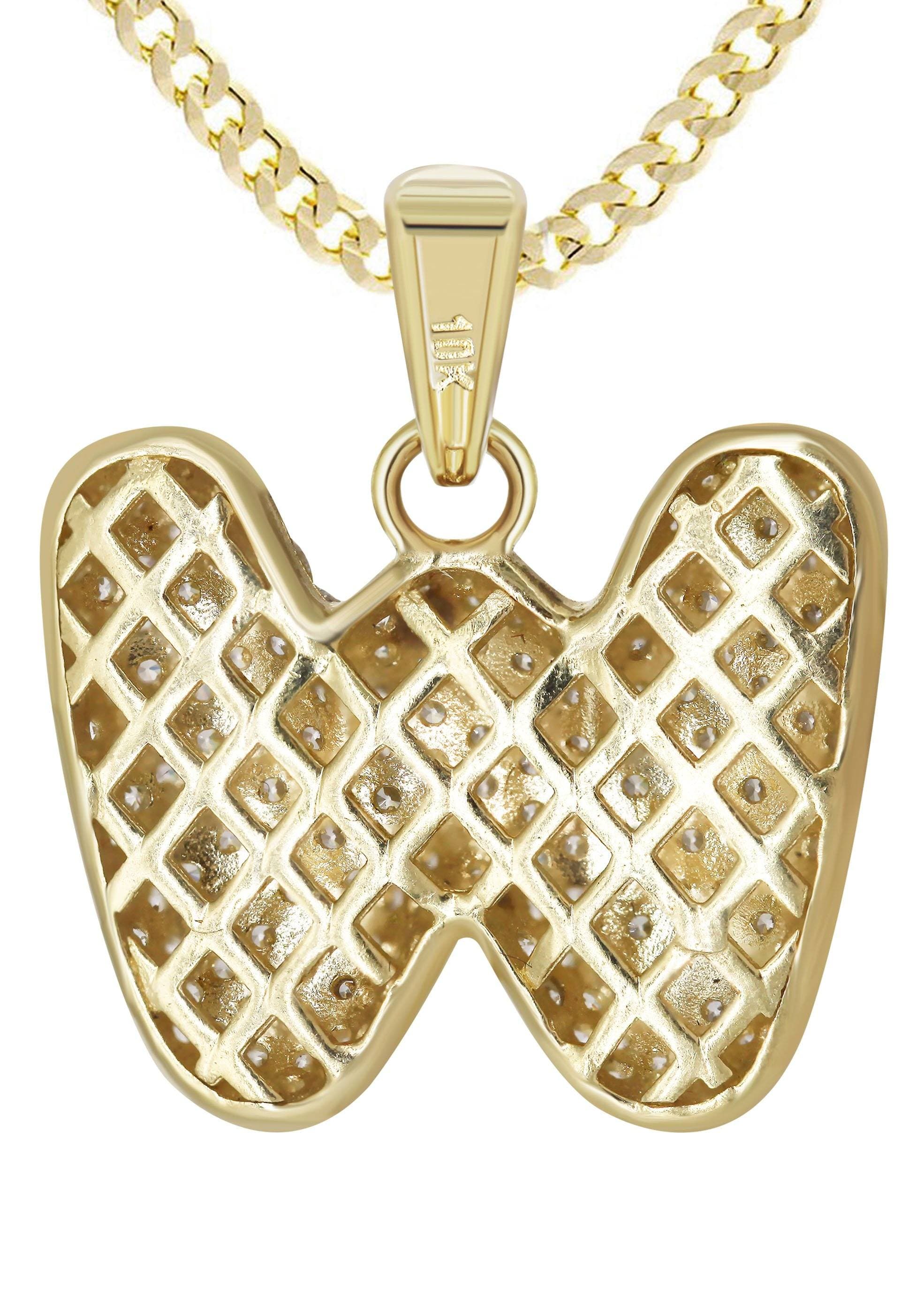 10K Yellow Gold Bubble Letter "W" CZ Necklace | Appx. 5.6 Grams - Image 3