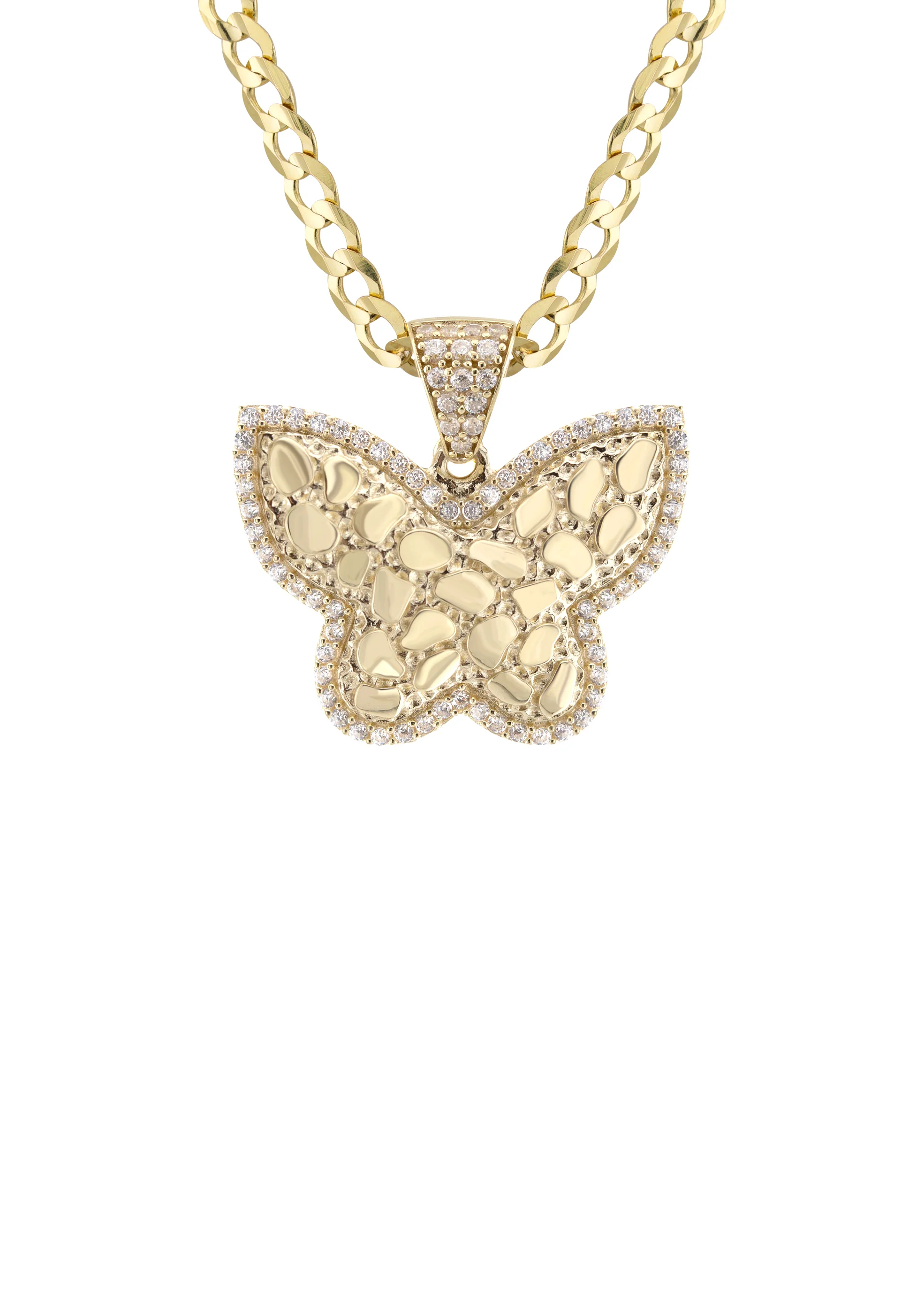 10K Yellow Gold Butterfly Nugget Necklace | Appx. 3.4 - 10.4 Grams - Image 2
