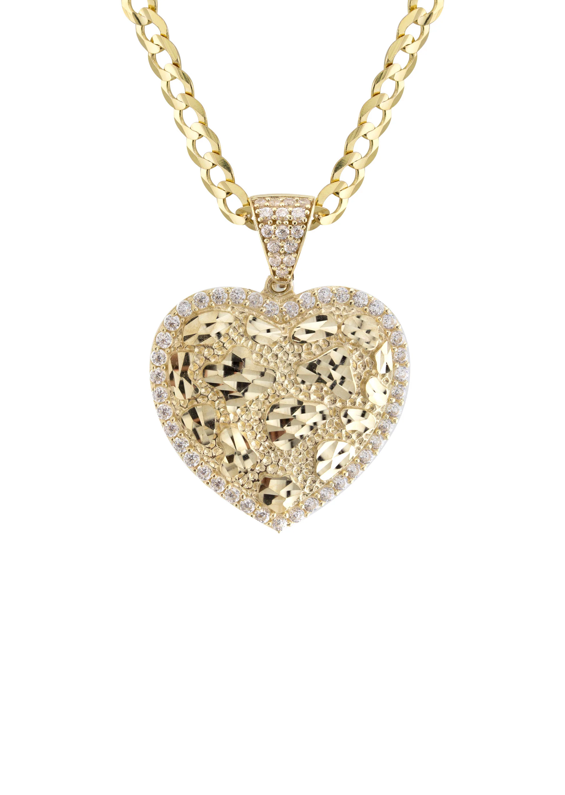 10K Yellow Gold Heart Nugget Necklace | Appx. 3.5 - 10.5 Grams - Image 2